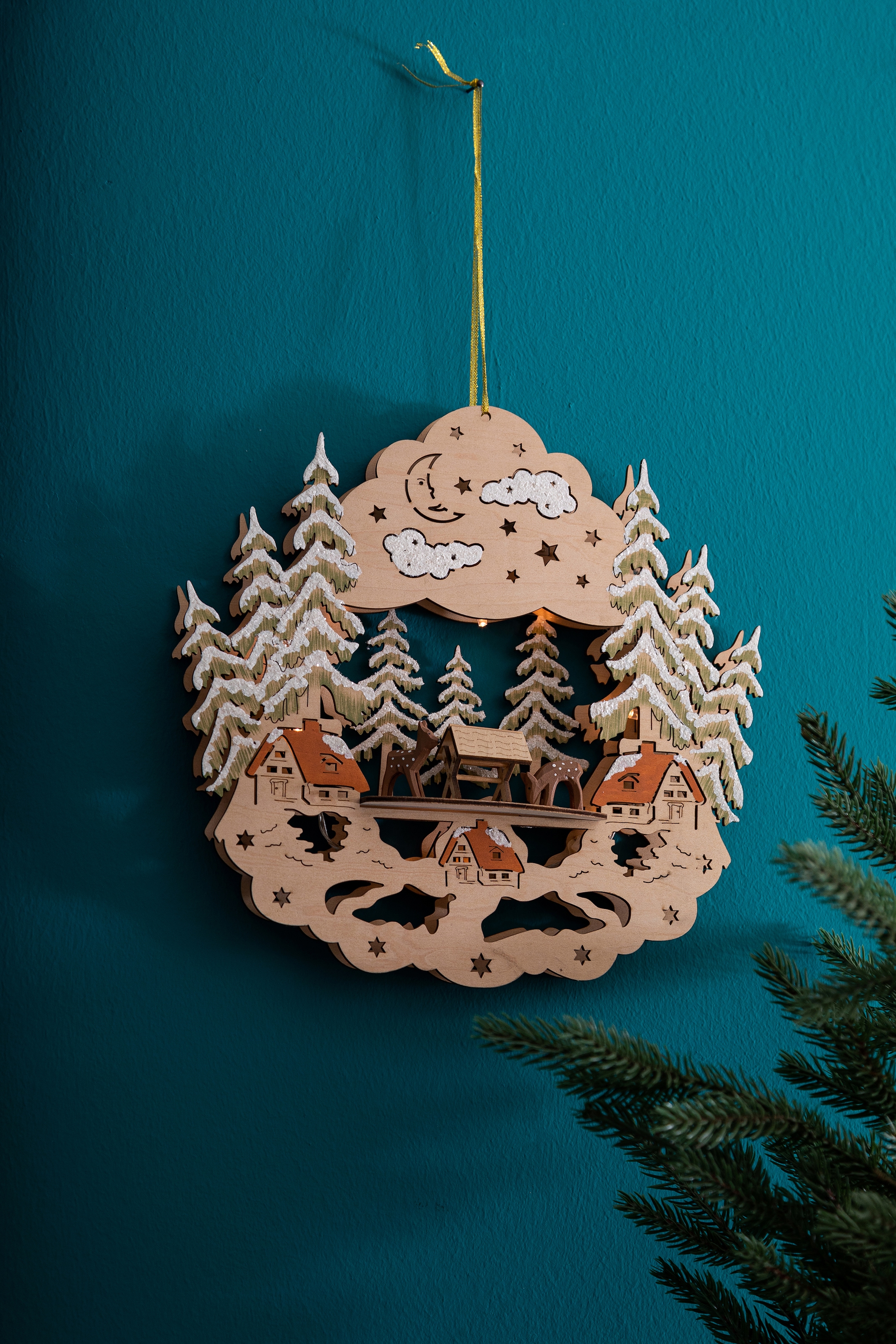Myflair Möbel & Accessoires Dekoobjekt »Weihnachtsdeko mit LED-Beleuchtung«, aus Holz, Höhe ca. 29 cm