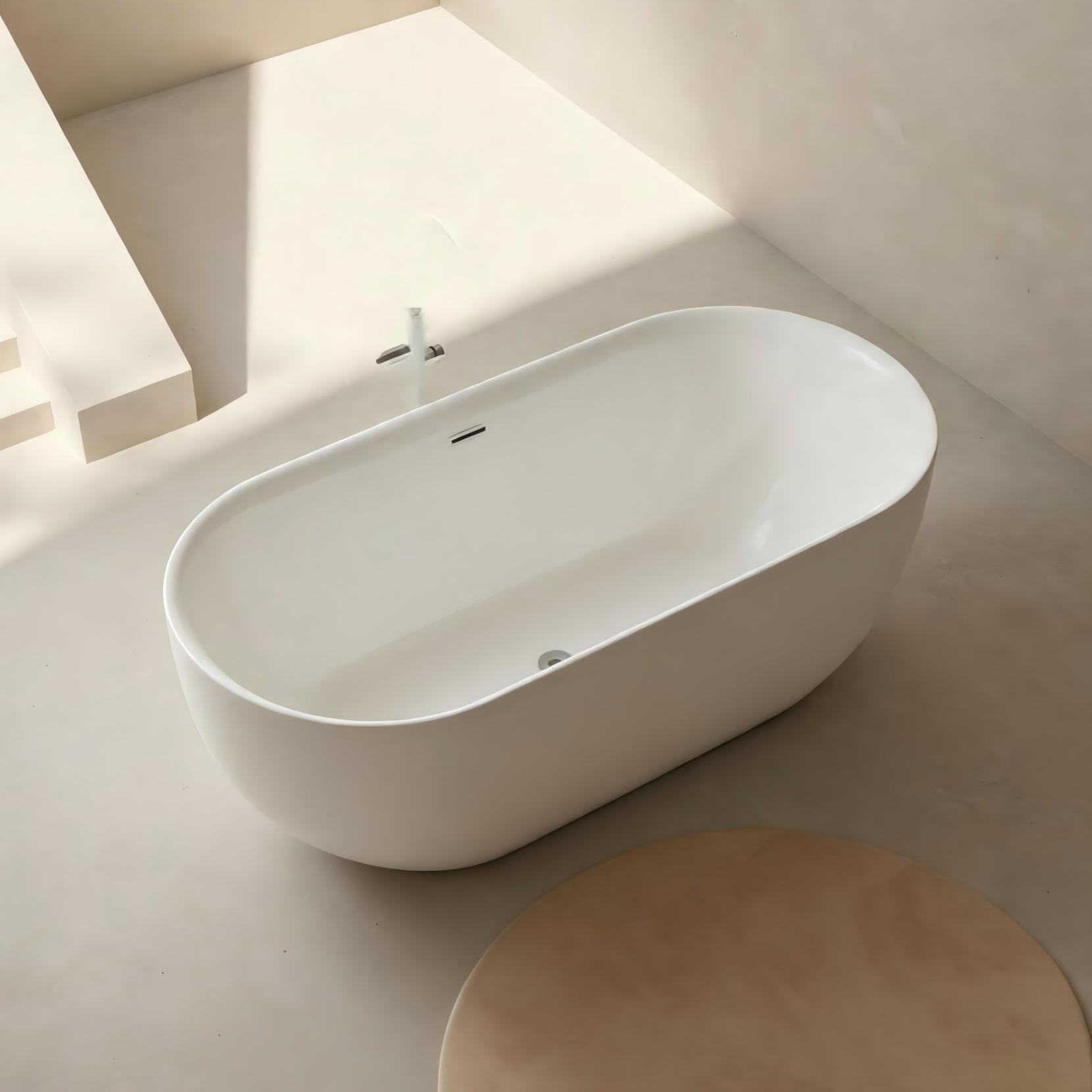 welltime Badewanne »Setubal« Höhe 62 cm mit Ablaufstöpsel | verstellbare Füße | Überlauf wandanliegend, aus hochwertigem Sanitäracryl, mit Pop Up Ventil