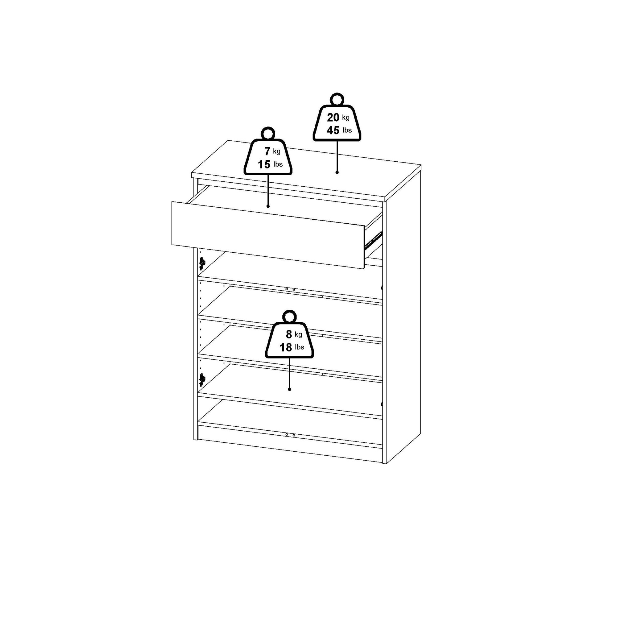 INOSIGN Schuhschrank »Naia Schuhaufbewahrung, Schuhkommode, Schuhregal, Garderobenschrank,«, mit 2 Türen und 4 Einlegeböden, 1 Schublade, Breite 80 cm