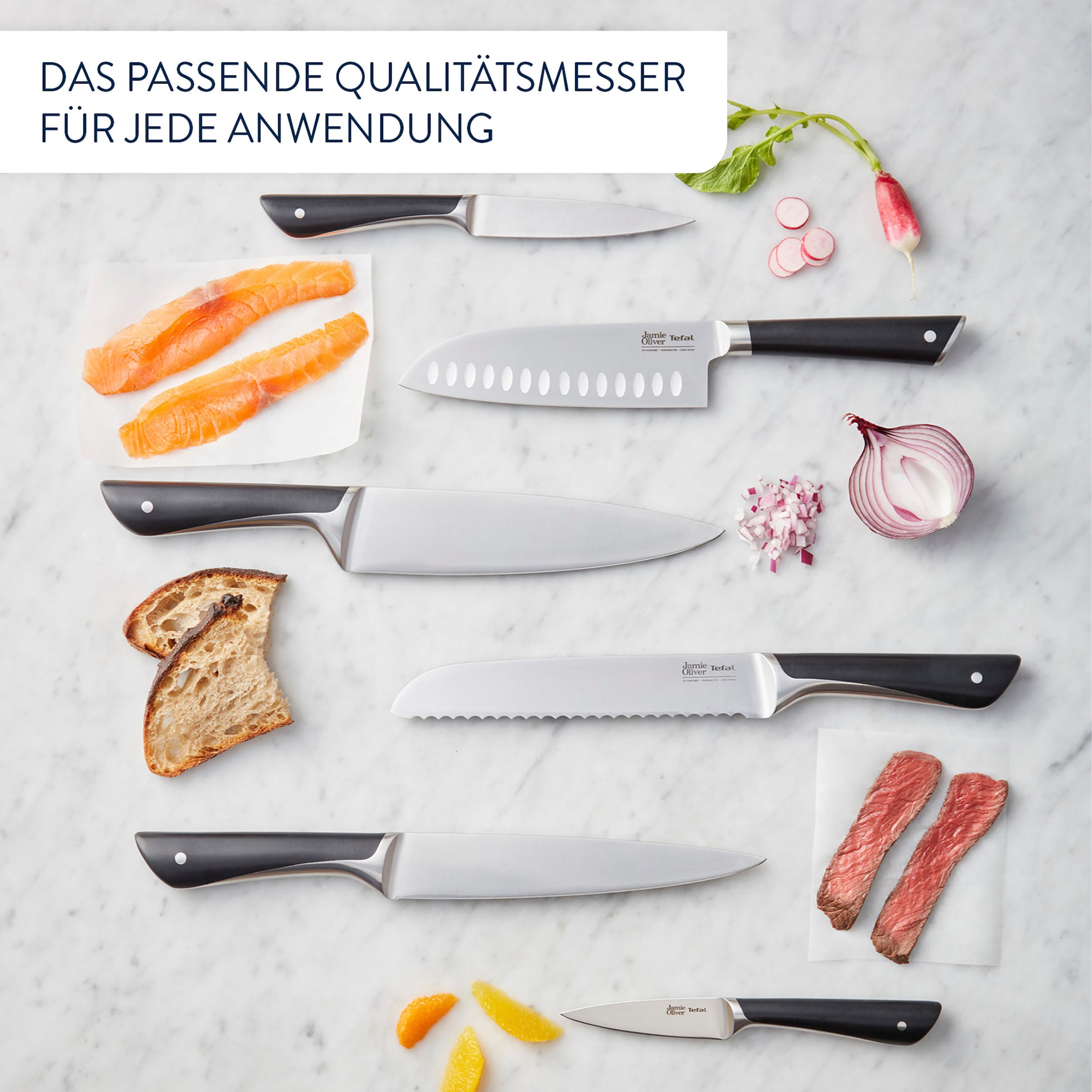 Tefal Messer-Set »K267S3 Jamie Oliver«, (Set, 3 tlg.), hohe Leistung, unverwechselbares Design, widerstandsfähig/langlebig