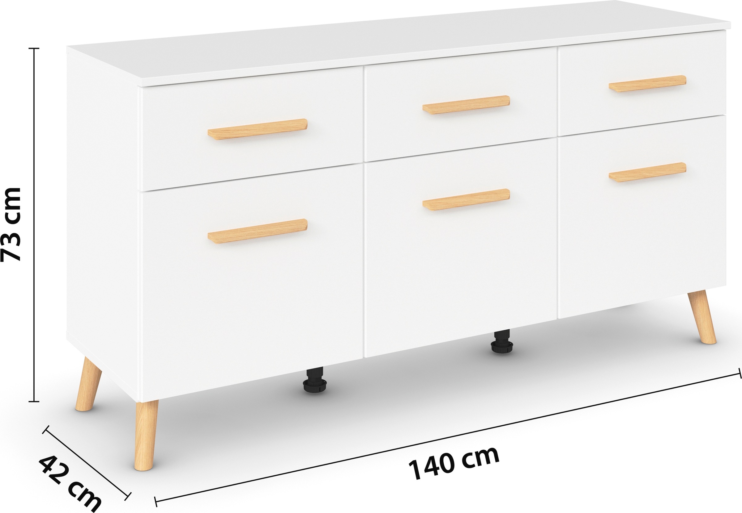 rauch Kombikommode »Skandi by Aditio«, mit Massivholzgriffen, 3 Schubladen mit Softclose-Funktion