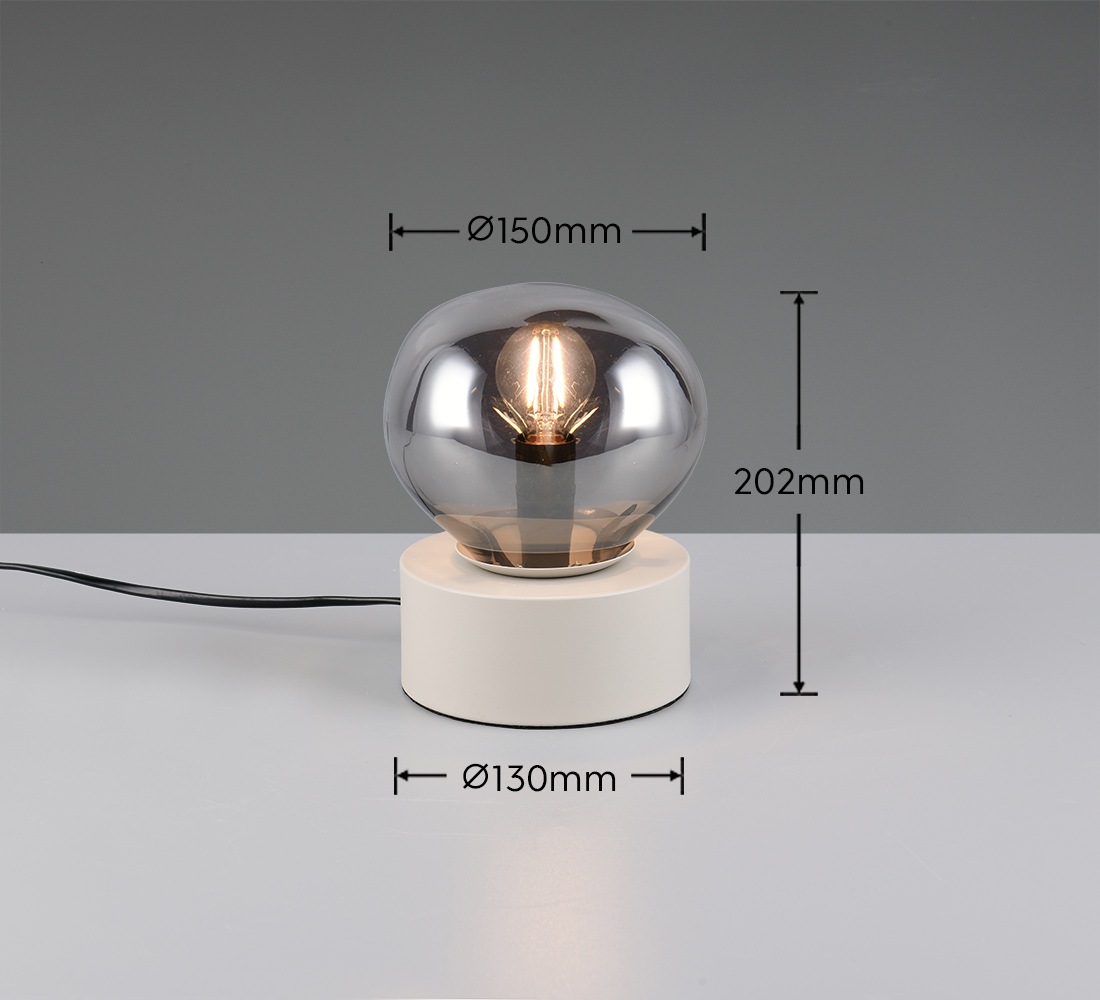 s.Oliver Tischleuchte »ANJELLA, On/Off-Touch Tischleuchte exkl 1x E14 max 10W, warm grey«, 1 flammig, Leuchtmittel E14 | Leuchtmittel wechselbar, mit mundgeblasenem Glas Lampenschirm in rauchgrau, 18,5 x Ø14,5cm