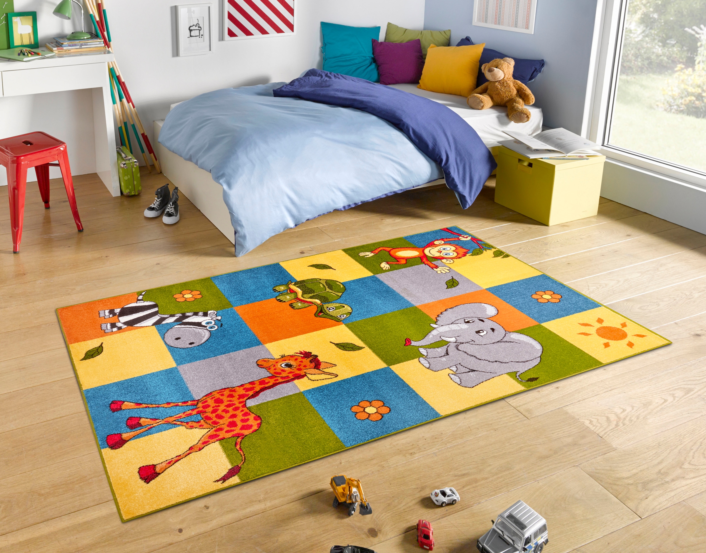 HANSE Home Teppich »Patchwork Zoo«, rechteckig, 9 mm Höhe, Farbenfrohes Design, Spielunterlage, Tiere