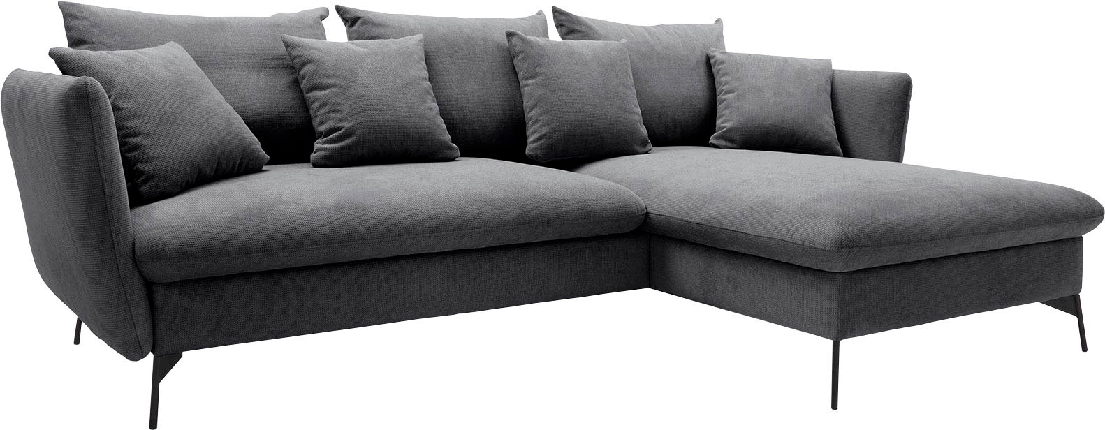 andas Ecksofa »LIVORNO,258 cm, L-Form,«, Schlaffunktion u. Bettkasten (139/224cm), Samt, Struktur, Webstoff