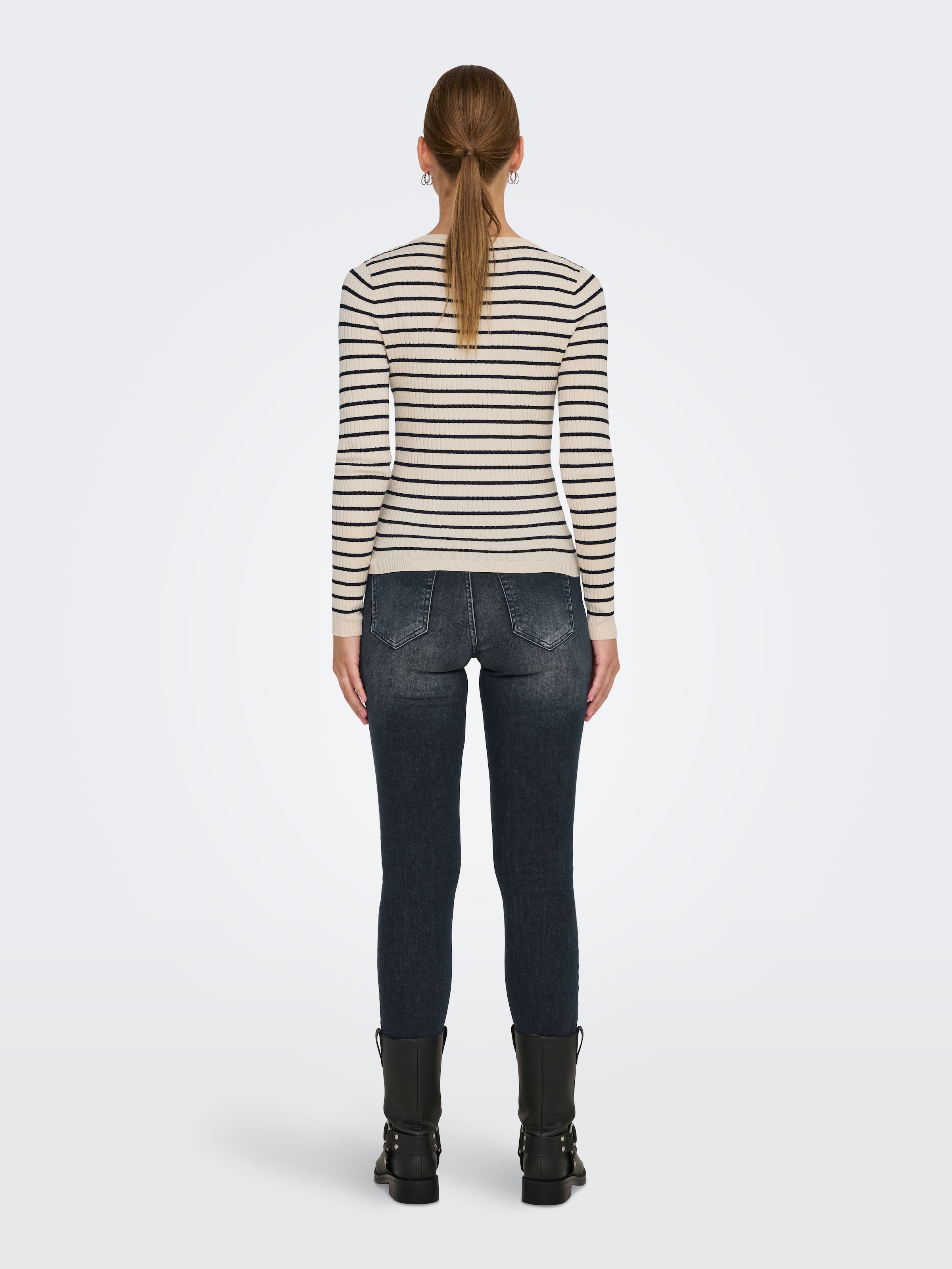 ONLY Strickpullover »ONLMILA LS STRIPE BUTTON O-NECK CC KNT«