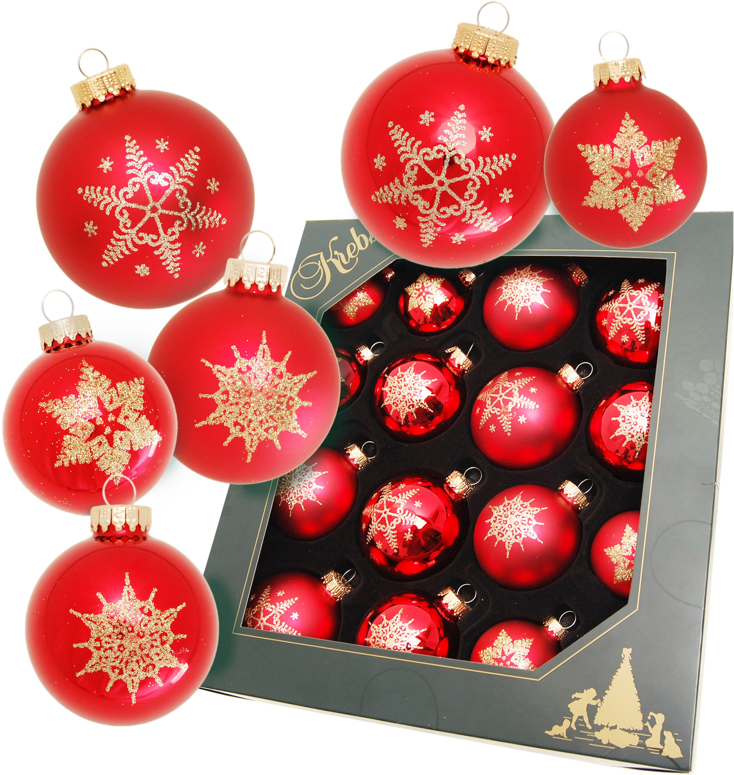 OTTO Weihnachtsdeko, Glas aus Lauscha St.), »Schneeflocke Weihnachtsbaumkugel Krebs bei online Glas Christbaumschmuck, (Set, Christbaumkugeln rot«, 16