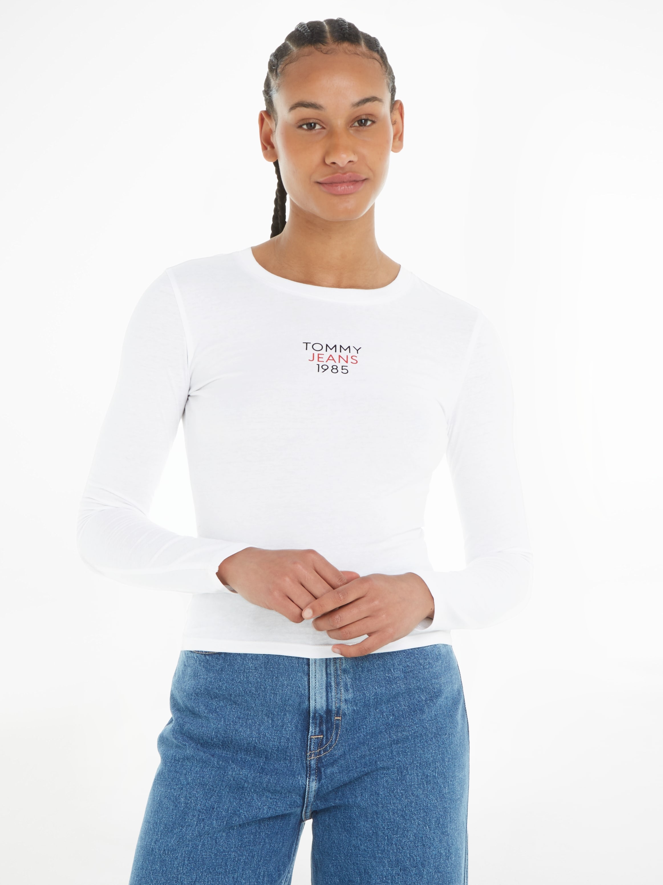 Longsleeve Fit OTTO »Slim Logo Logoschriftzug Essential mit Jeans Shirt«, Langarmshirt Tommy bei online