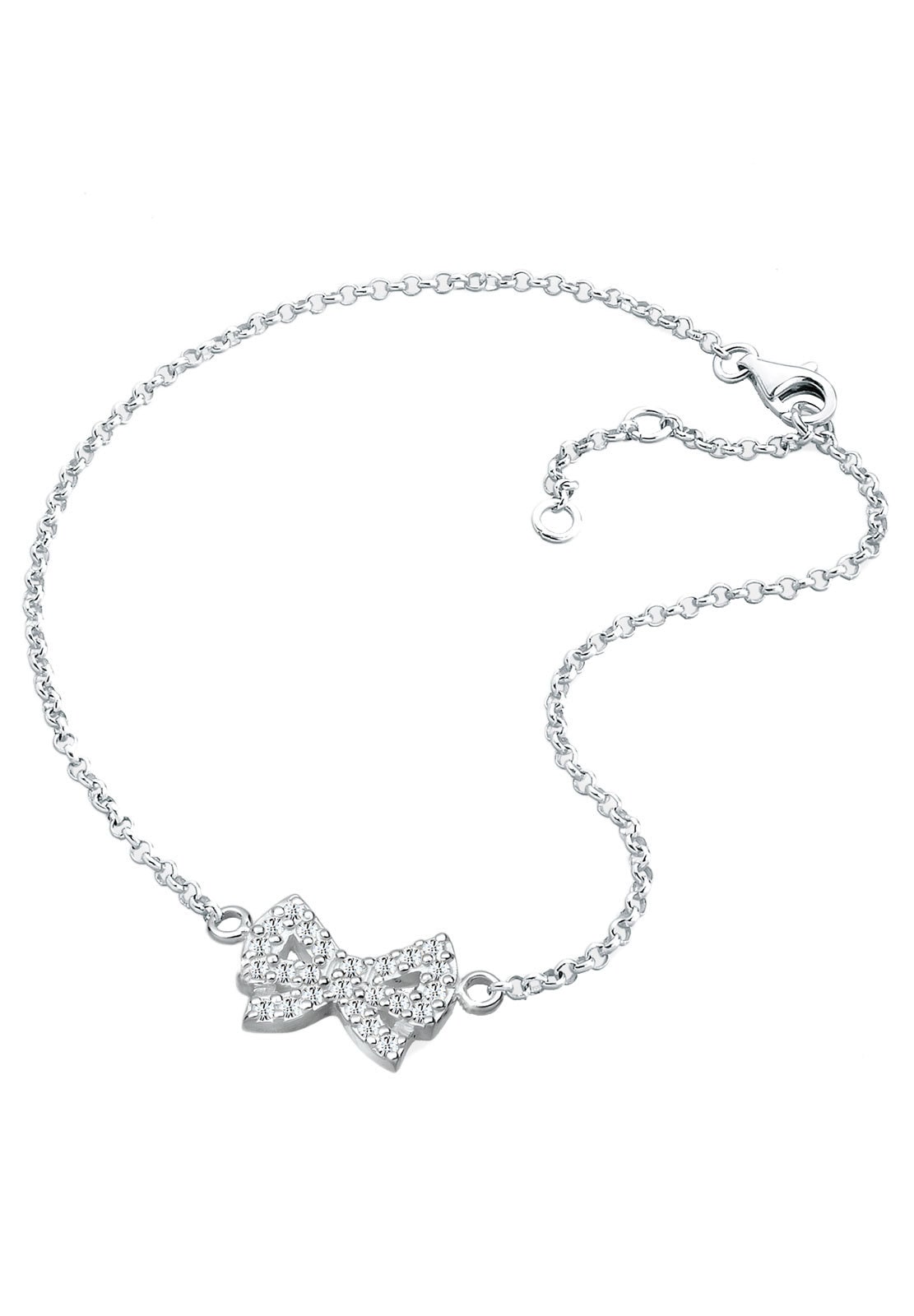 Elli Fußkette »Fußschmuck Schleife Weiß 925 Sterling Silber, mit Kristallen von Swarovski®«