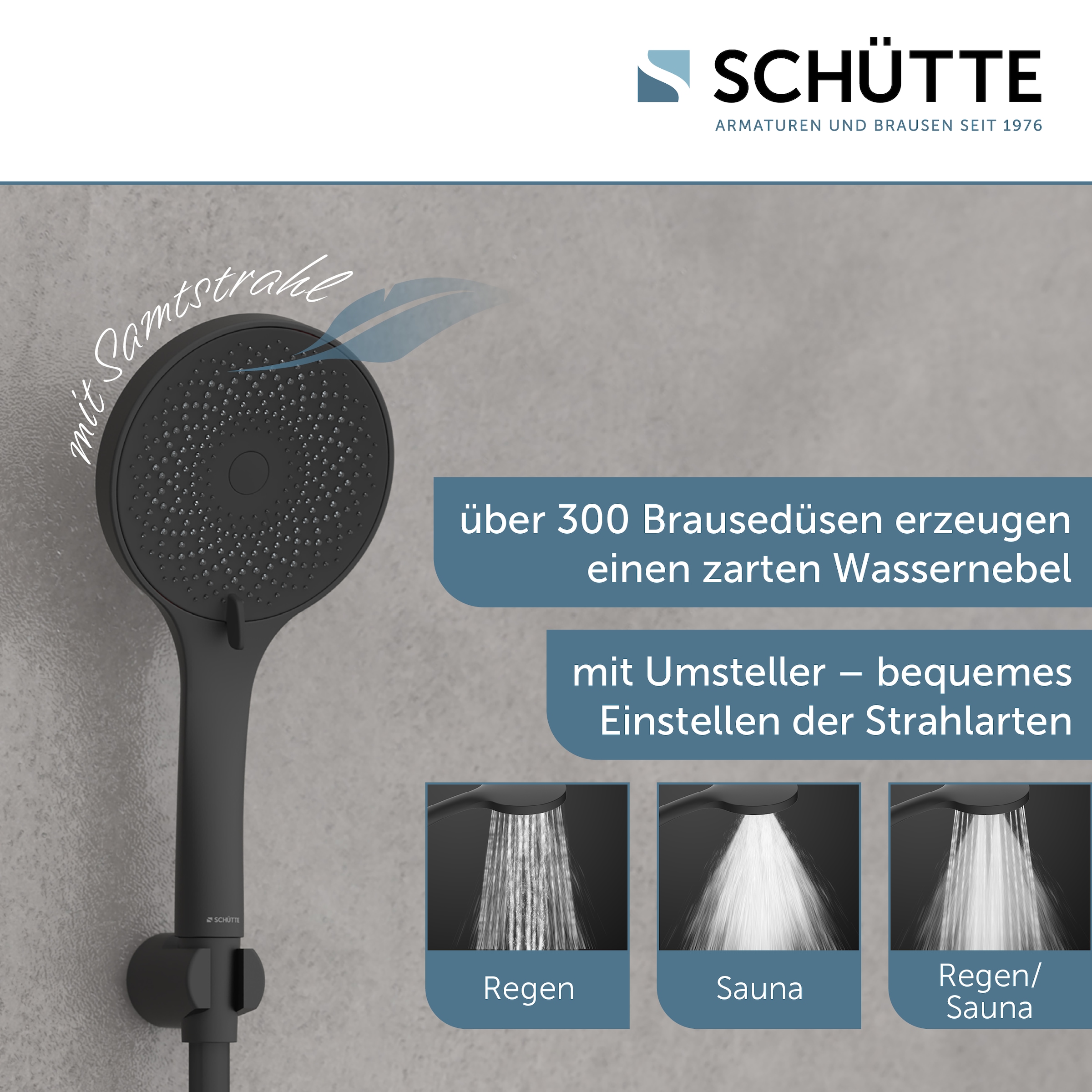 Schütte Handbrause »CAPRI«, Duschbrause, 3-fach verstellbar, Antikalk, wassersparend