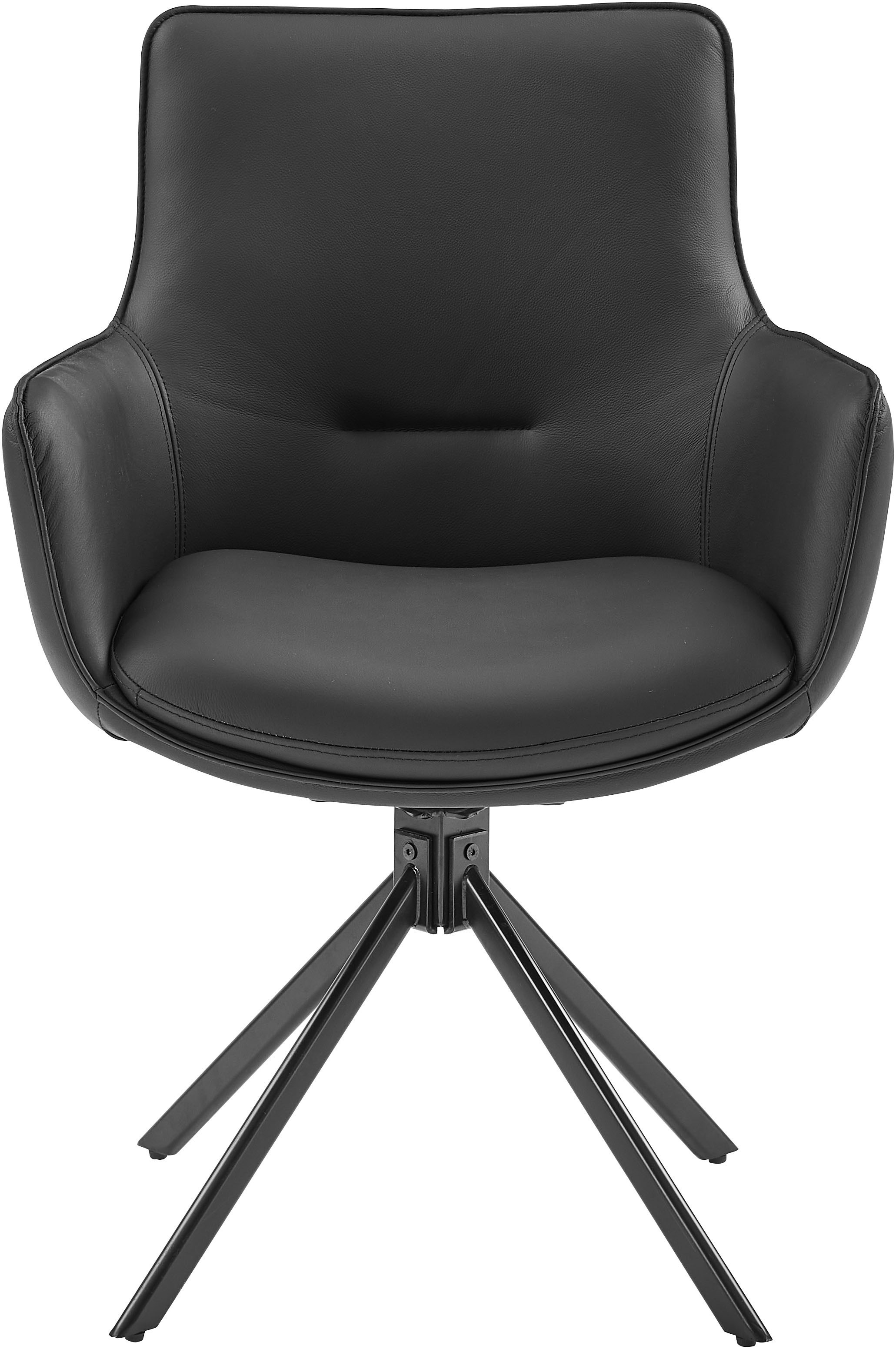 OTTO home Drehstuhl (Set) 2 Stk.Naturleder Bezug, 360° drehbares Gestell aus Eisen