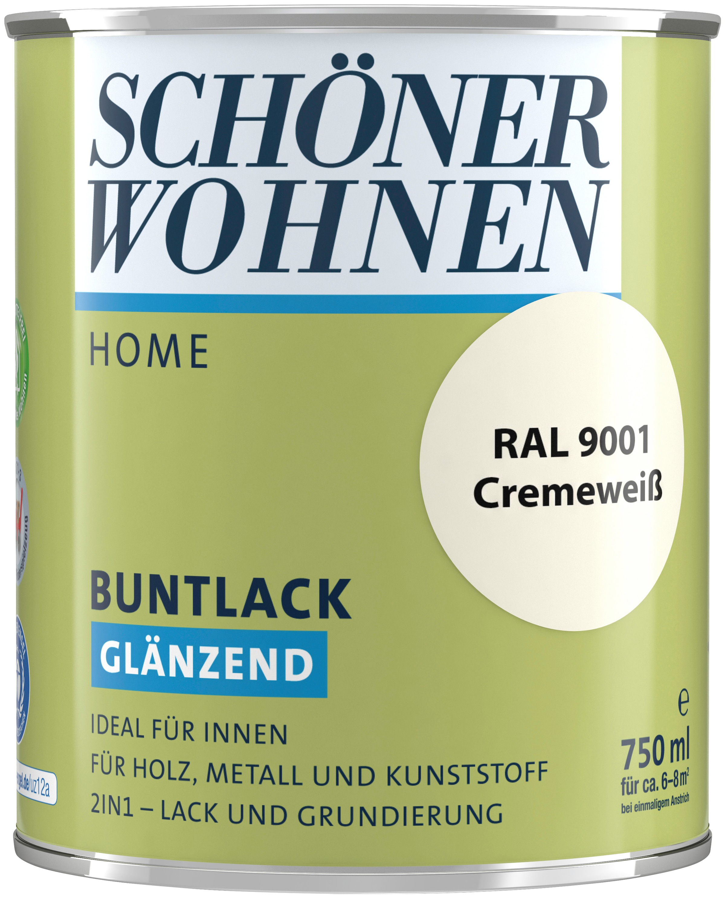 SCHÖNER WOHNEN-Kollektion Lack »Home Buntlack«, (1), glänzend, 750 ml, cremeweiß RAL 9001