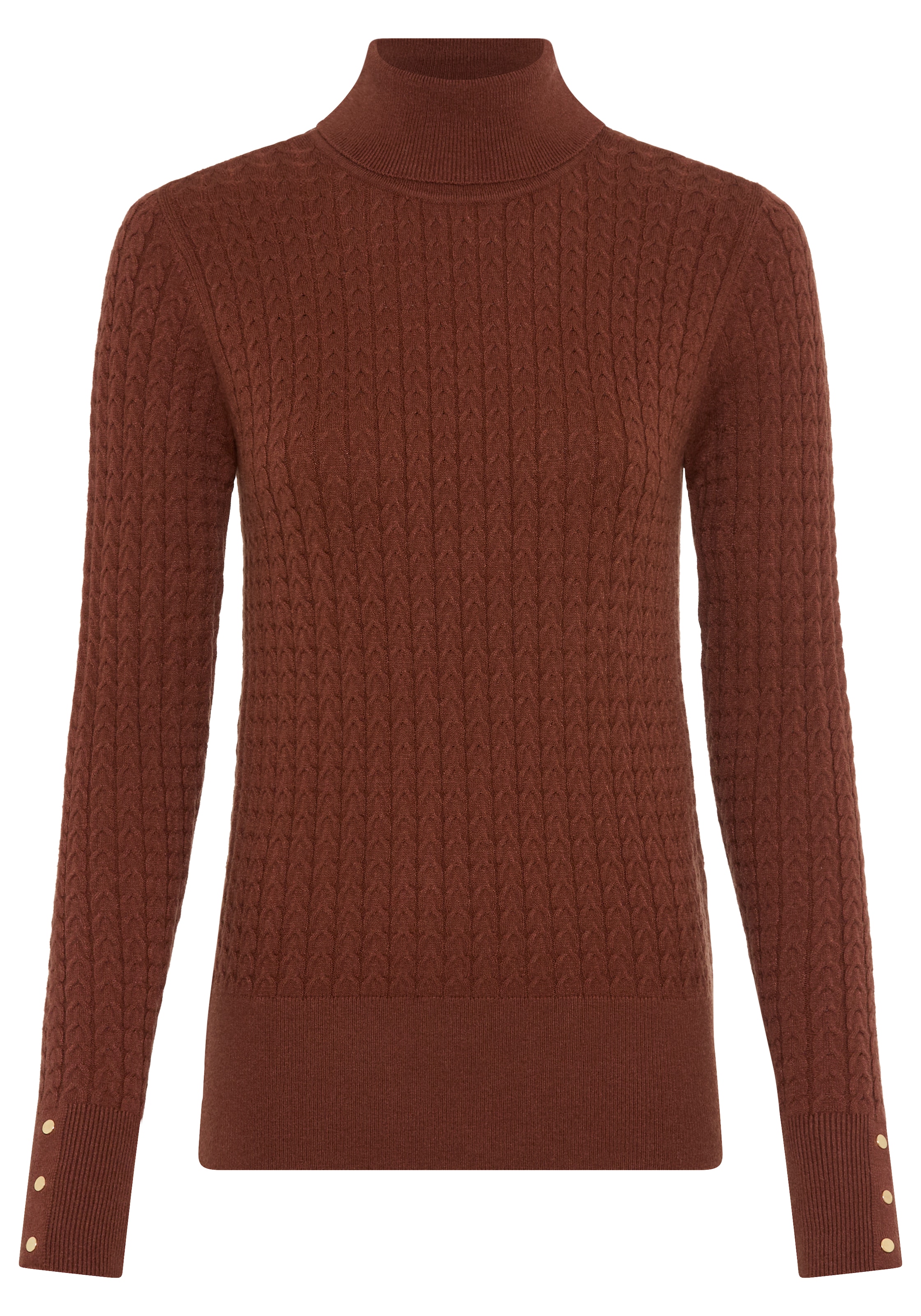 Laura Scott Rollkragenpullover »aus Feinstrick, figurbetonte Passform« mit Zopfstrickmuster und Knopfdetails
