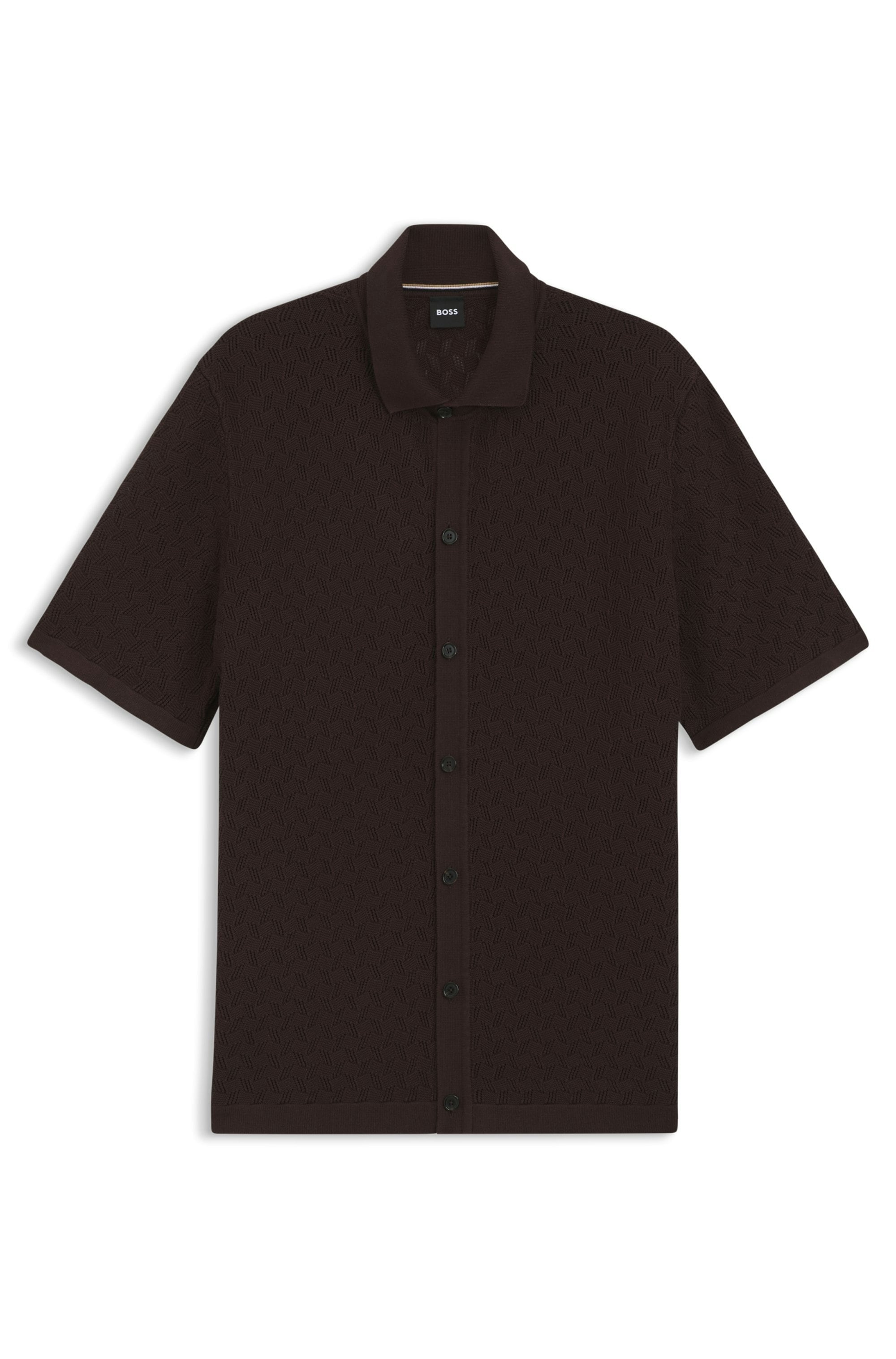 BOSS Kurzarmhemd aus Baumwoll-Strick, Regular Fit, Polokragen