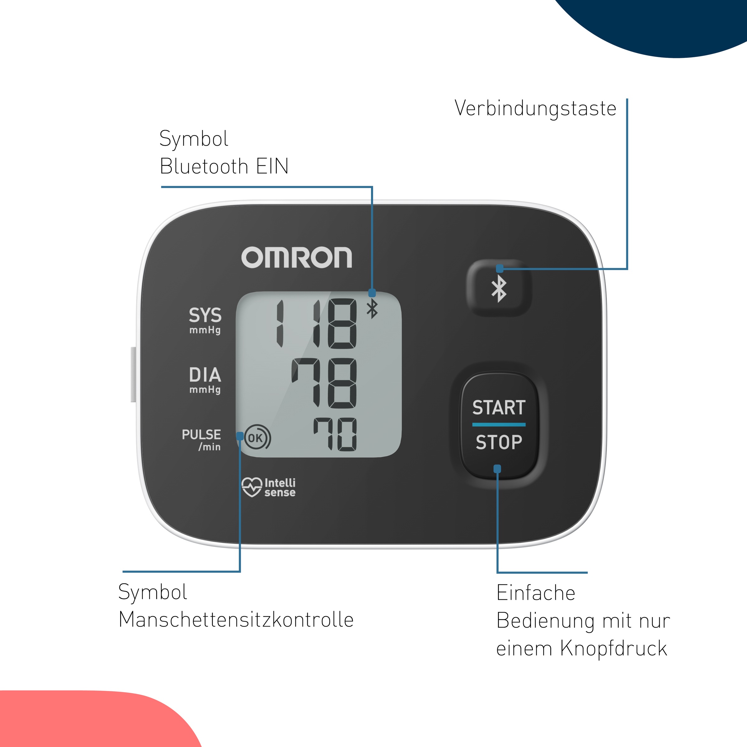Omron Handgelenk-Blutdruckmessgerät »RS3 Intelli IT digitales Handgelenk-Blutdruckmessgerät«, klinisch validiert, mit kostenloser Smartphone App OMRON connect
