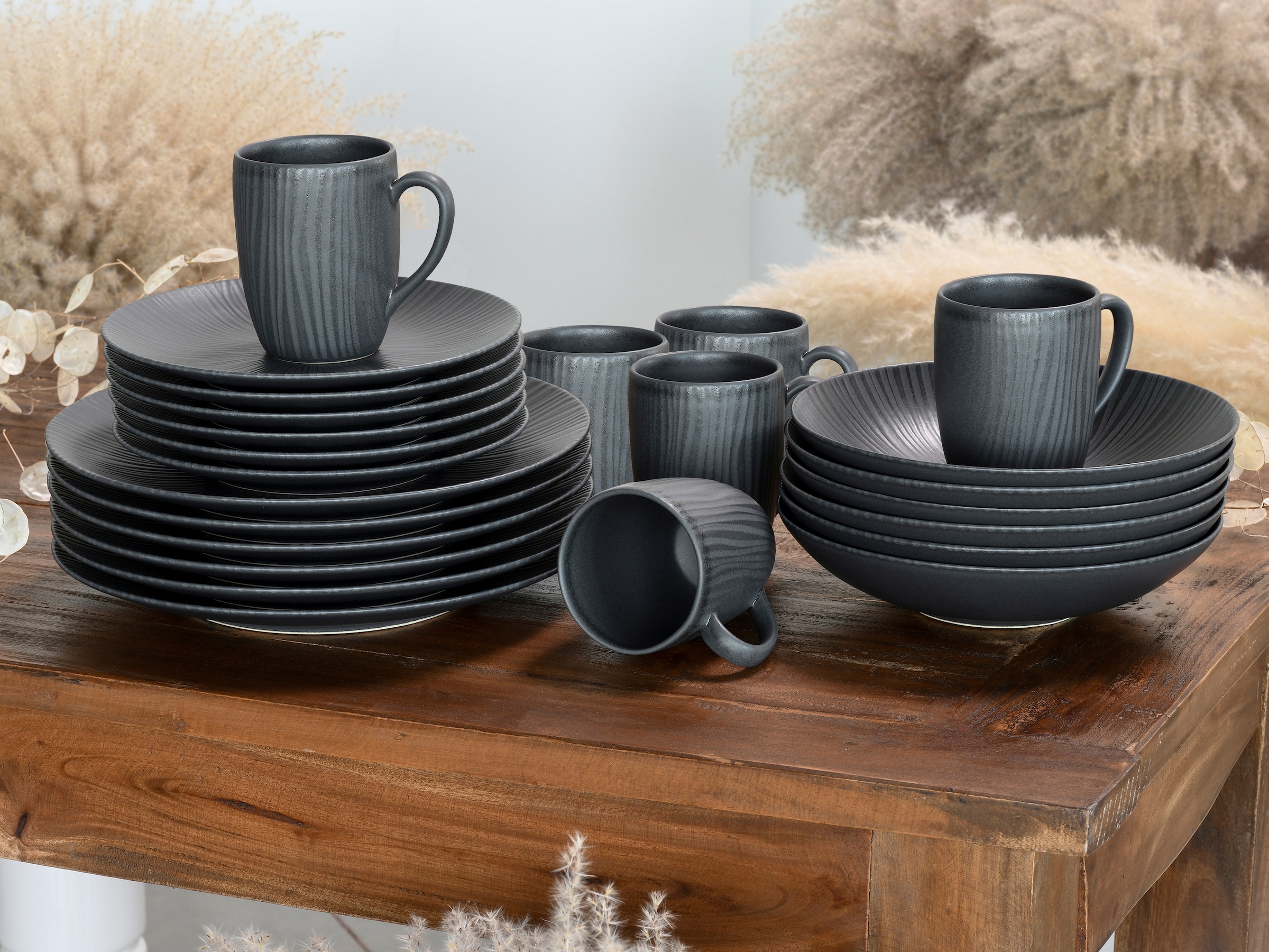 CreaTable Kombiservice »Vesuvio, Service 24-tlg.« Eleganz, Vulkanoptik