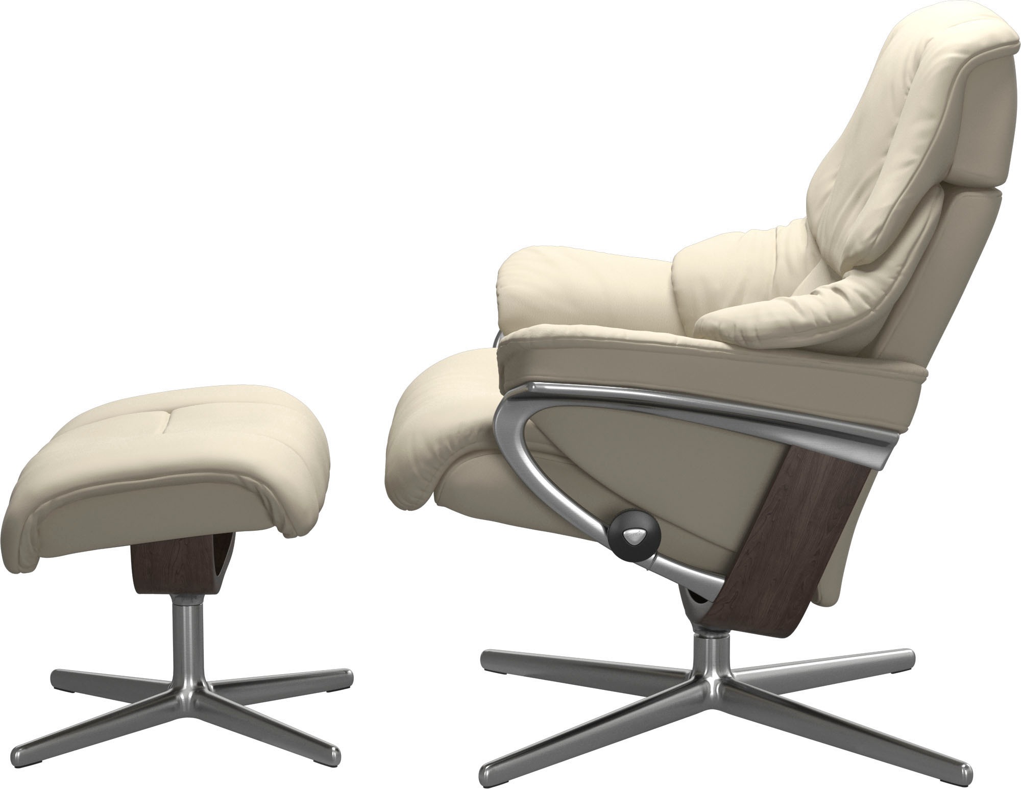 Stressless® Relaxsessel »Reno«, (Set, Relaxsessel mit Hocker), mit Hocker, mit Cross Base, Größe S, M & L, Holzakzent Wenge