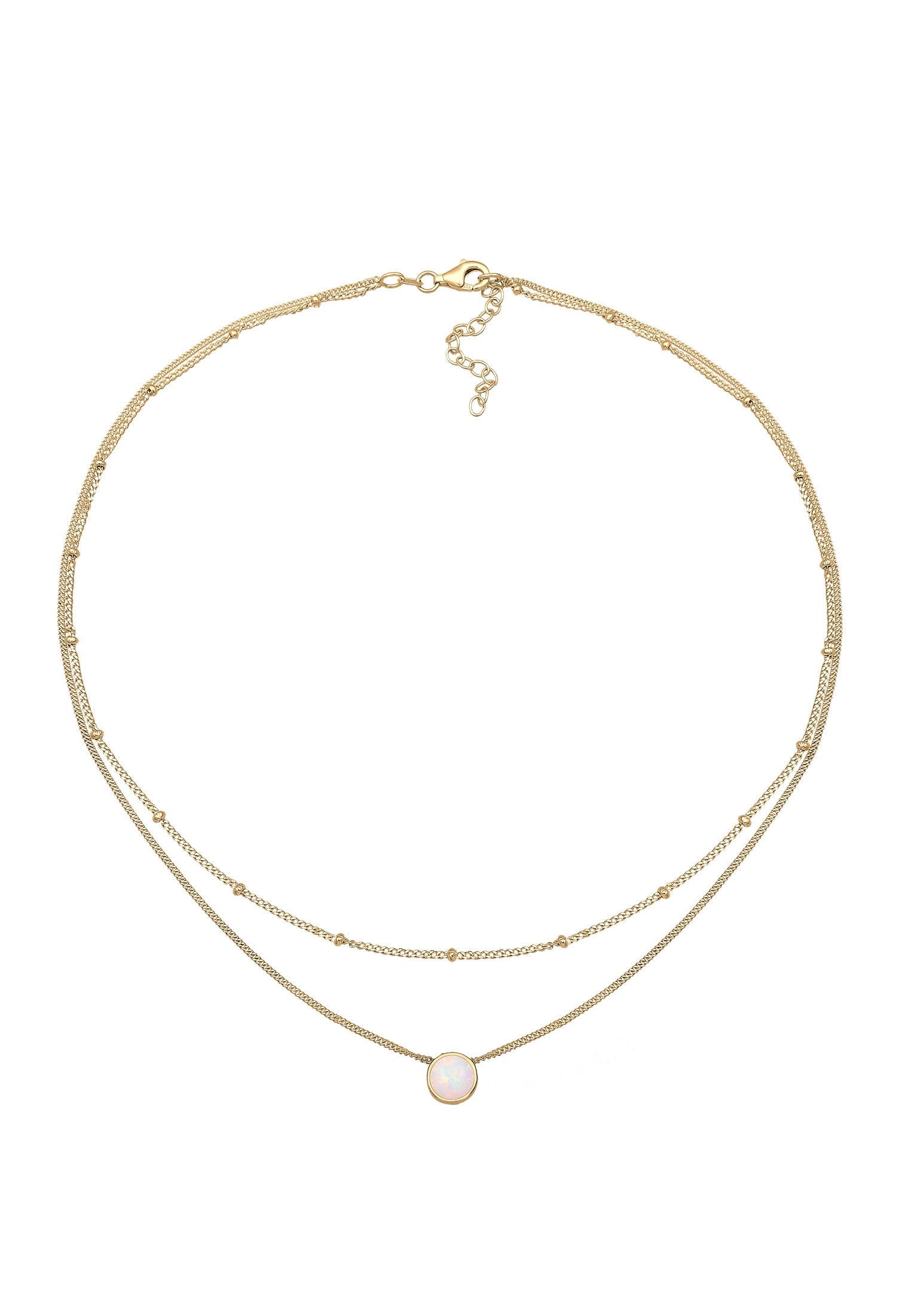 Elli Choker »Halskette Choker Layer Opal Kugelkette 925 Silber«