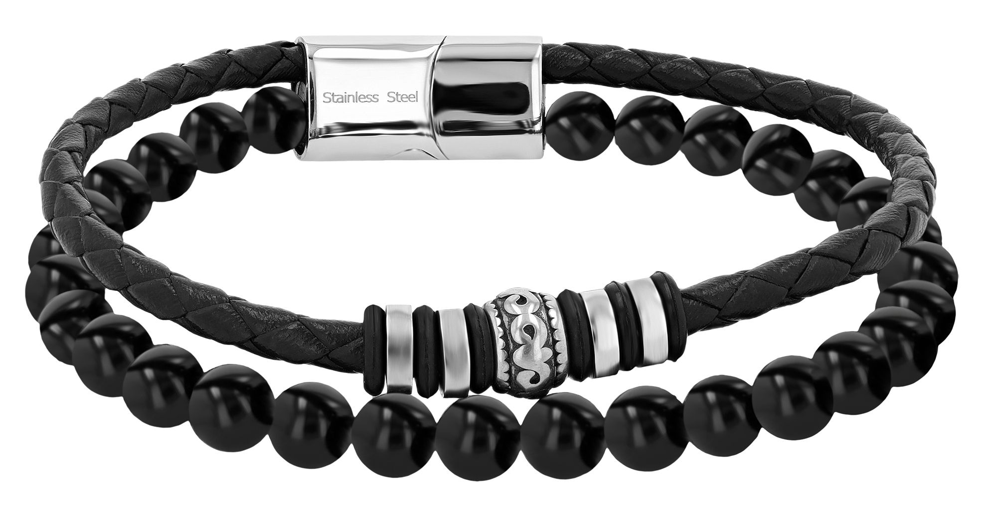 Adelia´s Armband »Unisex Armband aus Leder mit Onyx 21,5 cm«