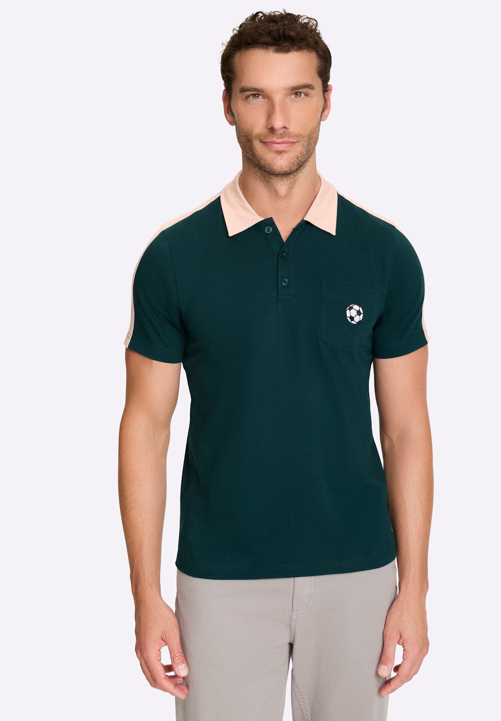 Witt T-Shirt »Kurzarm-Poloshirt Kurzarmshirt mit Fußball-Stickerei«