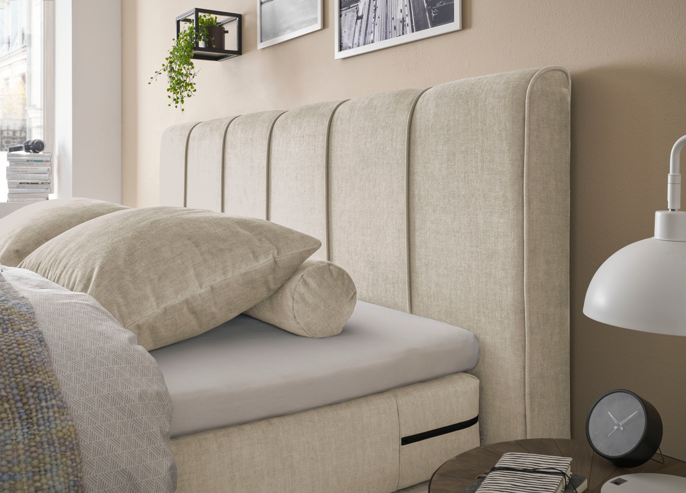 set one by Musterring Boxspringbett »Fairfield«, mit Bettkasten, Kopfteil mit Keder, Breite 160 cm oder 180 cm