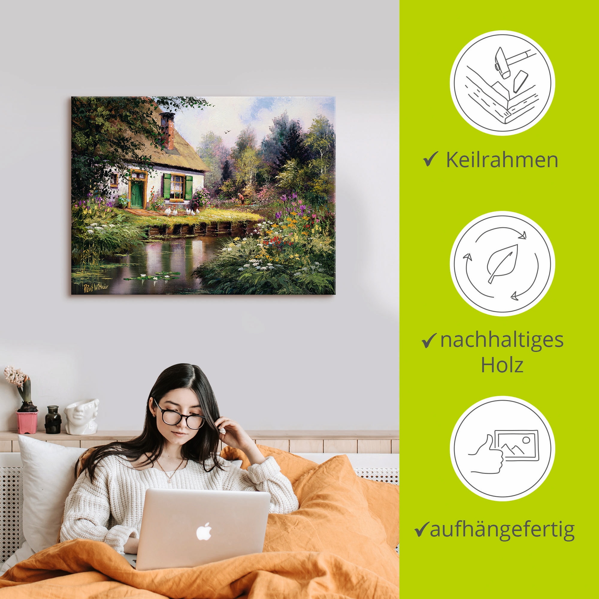 Artland Leinwandbild »Am Bach« Garten 1 Stk. tlg. auf Holzrahmen gespannt