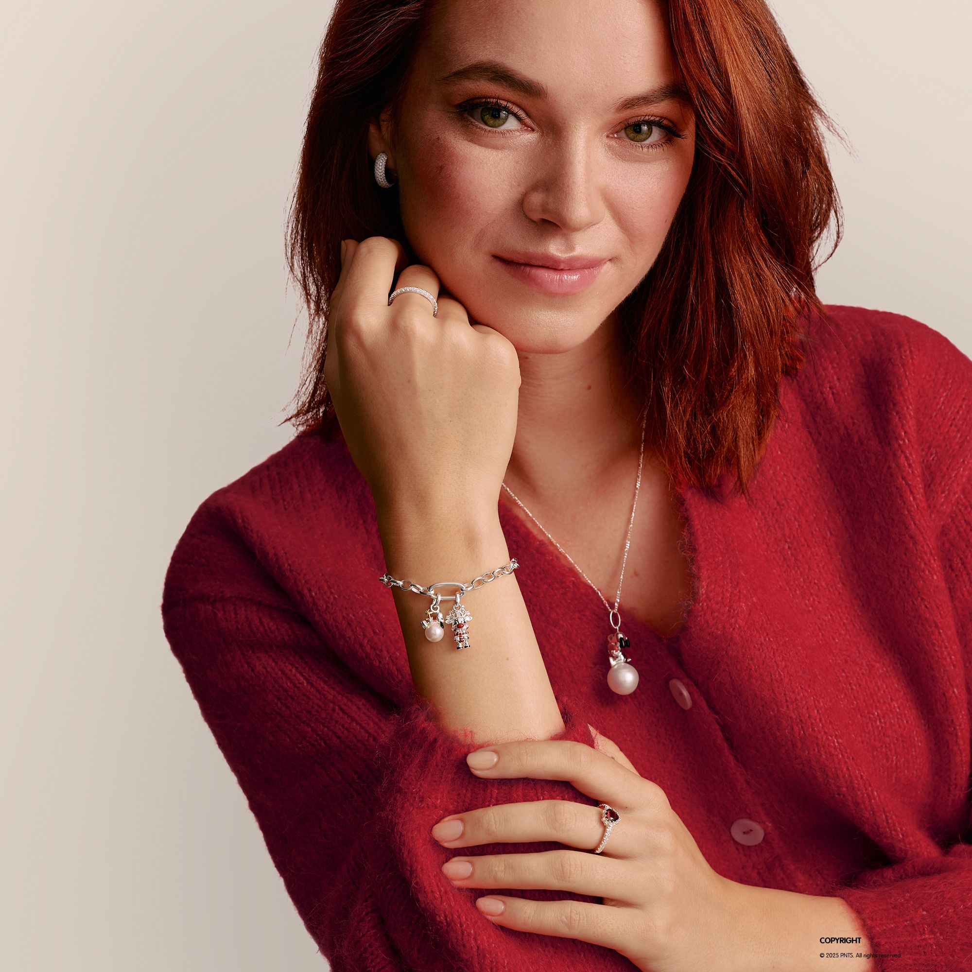 THOMAS SABO Charm-Einhänger »THOMAS SABO x Peanuts Snoopy/Woodstock Santa Edition  - Connect« mit Perle (imitiert)