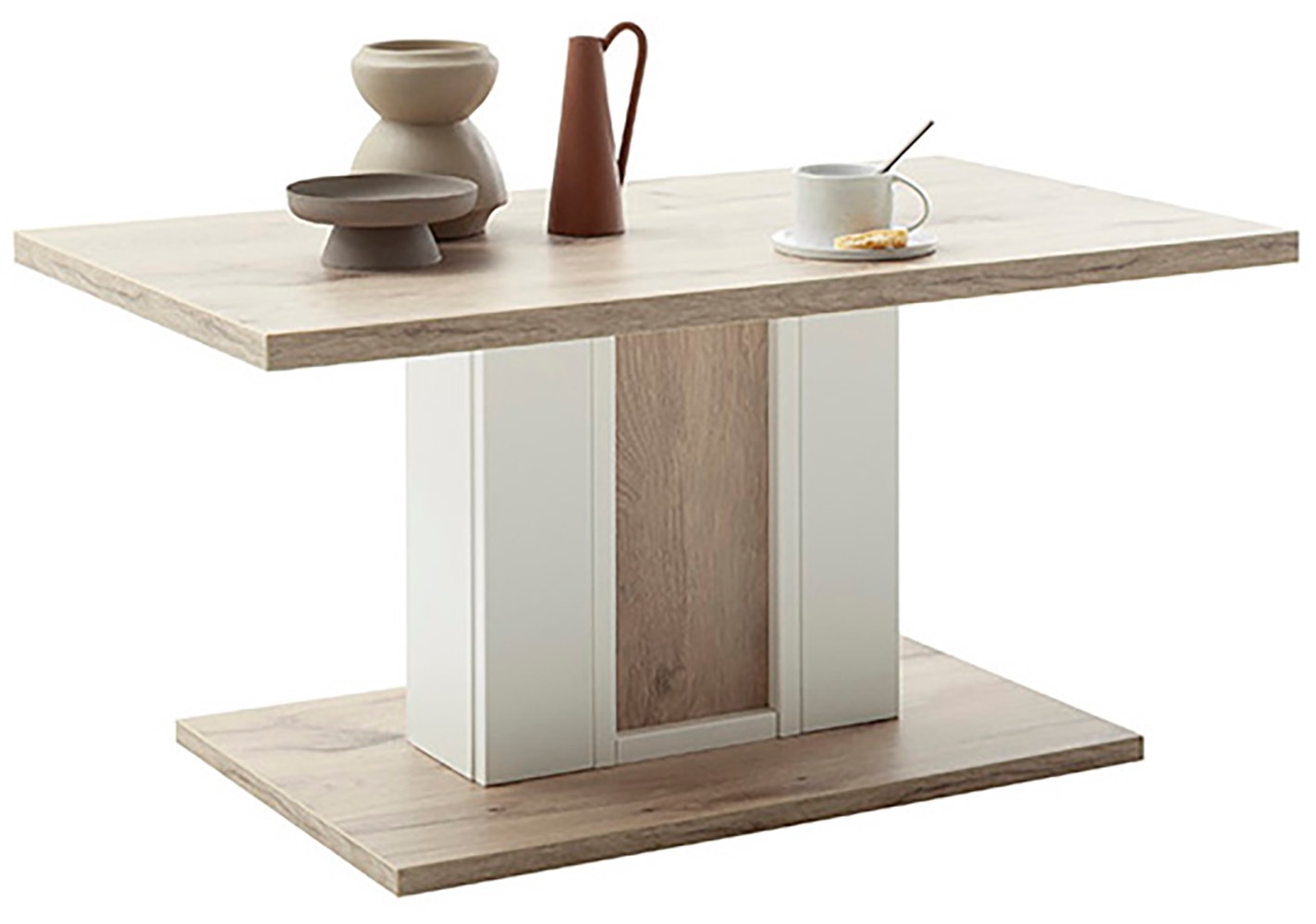 MCA furniture Couchtisch »SANTERNO Couchtisch mit Säule«, (1 St.), Tisch, Soft White/Viking Oak, mit Säule, belastbar 50kg, Breite 95 cm