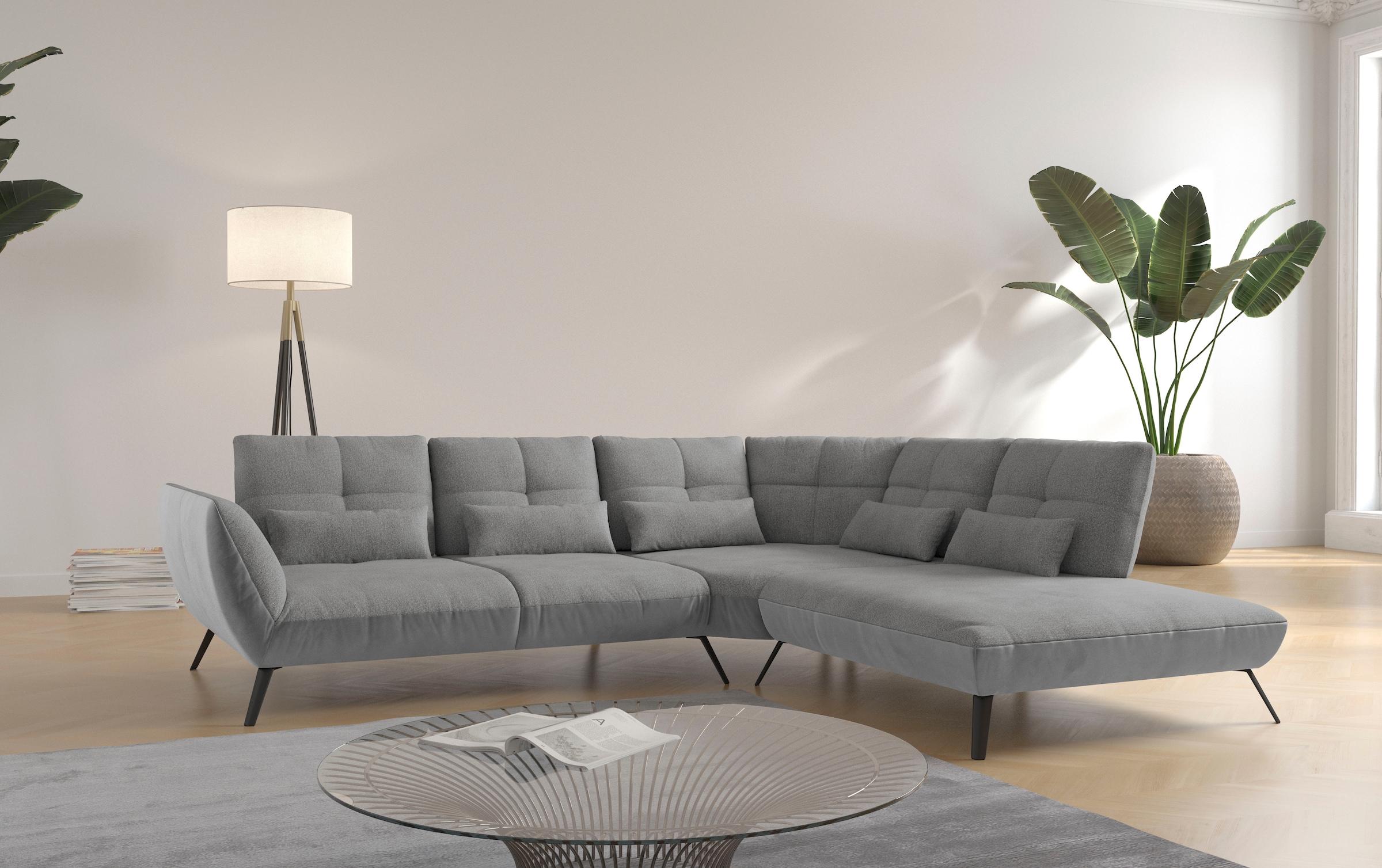 PLACES OF STYLE Ecksofa »Mikado L-Form« inkl. Sitztiefenverstellung und Armteilverstellung
