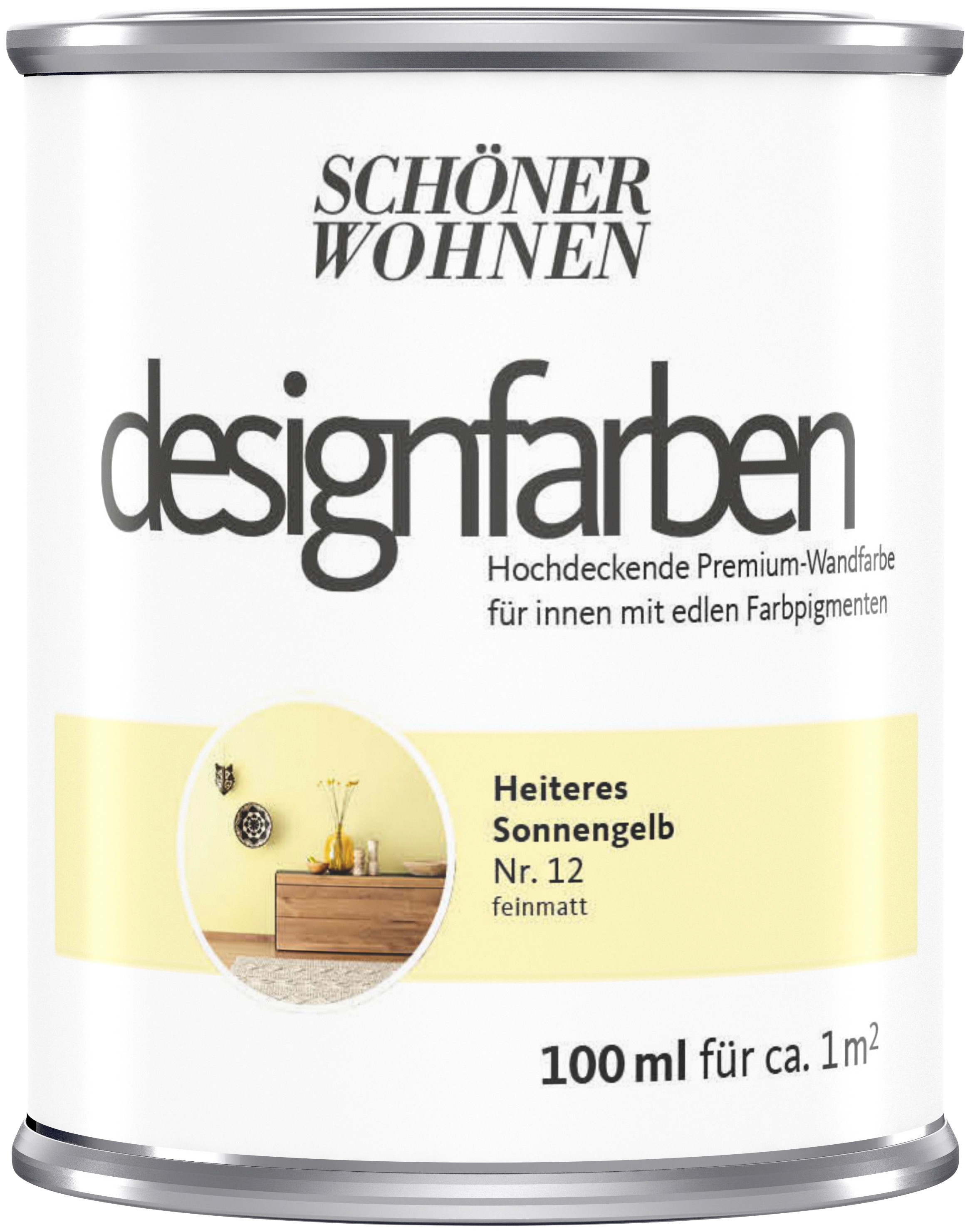SCHÖNER WOHNEN-Kollektion Wand- und Deckenfarbe »Designfarben«, (1), hochdeckend, Heiteres Sonnengelb, matt, 0,1 l