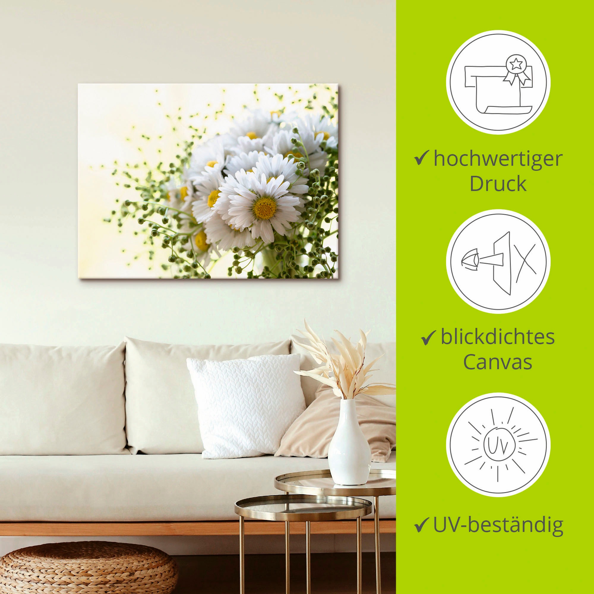 Artland Wandbild »Gänseblümchen und Hofstaat«, Blumen, (1 St.), als Leinwandbild, Poster, Wandaufkleber in verschied. Größen