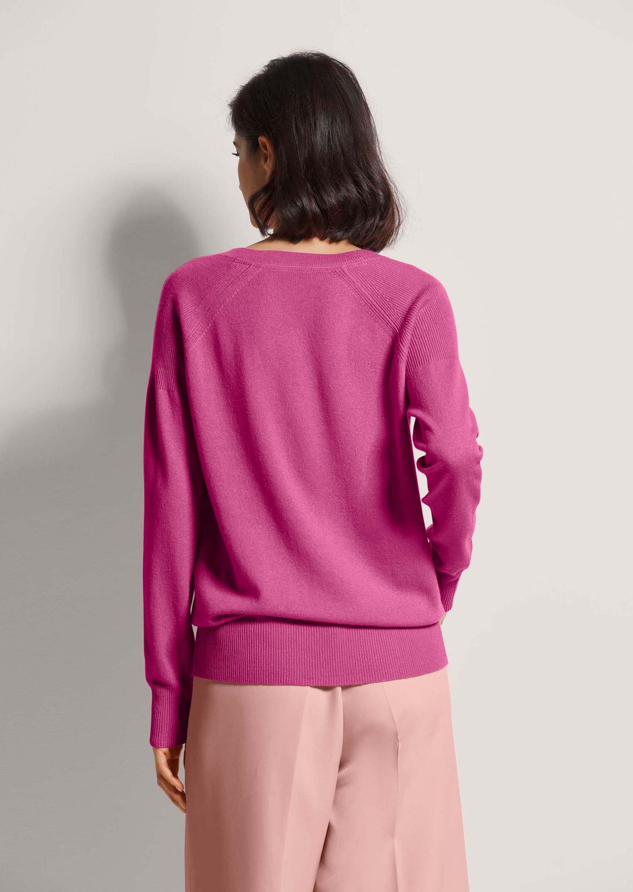 MADELEINE Longpullover »Pullover Kaschmirpullover mit V-Ausschnitt« Edles Maschenbild