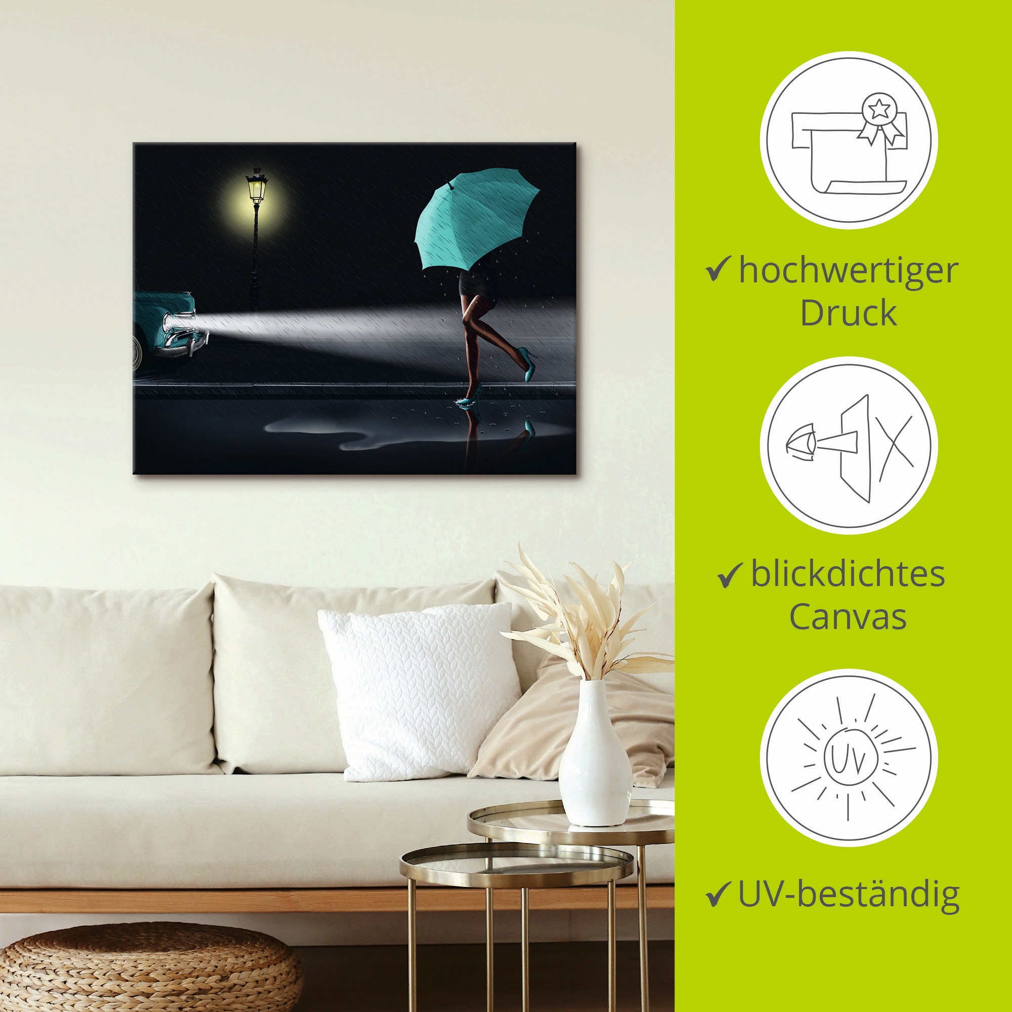 Artland Wandbild »Verregneter Tag 2« Frau 1 Stk. tlg. als Leinwandbild, Poster in verschied. Größen