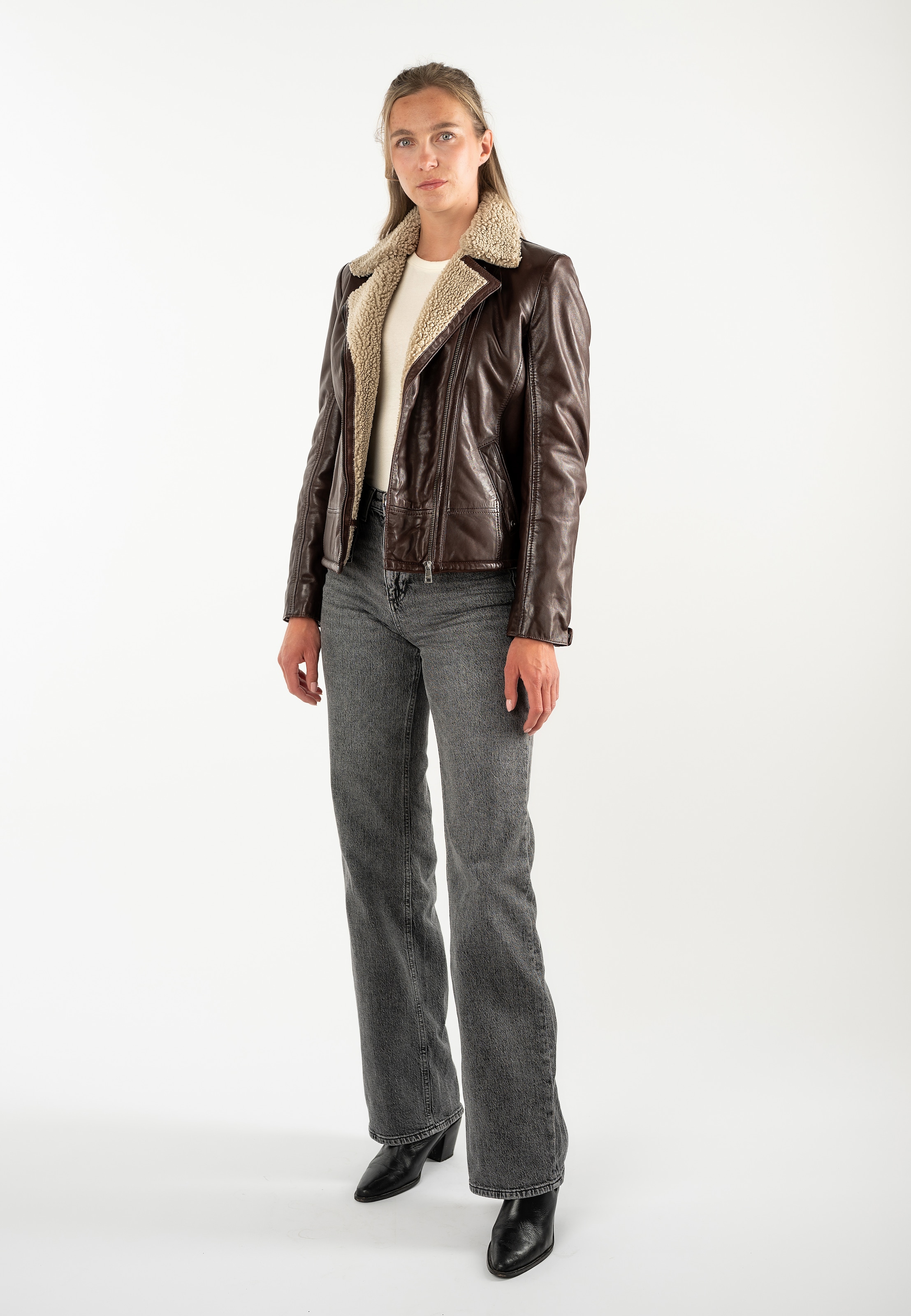 Mauritius Lederjacke »MWElira« mit Teddyfellkragen