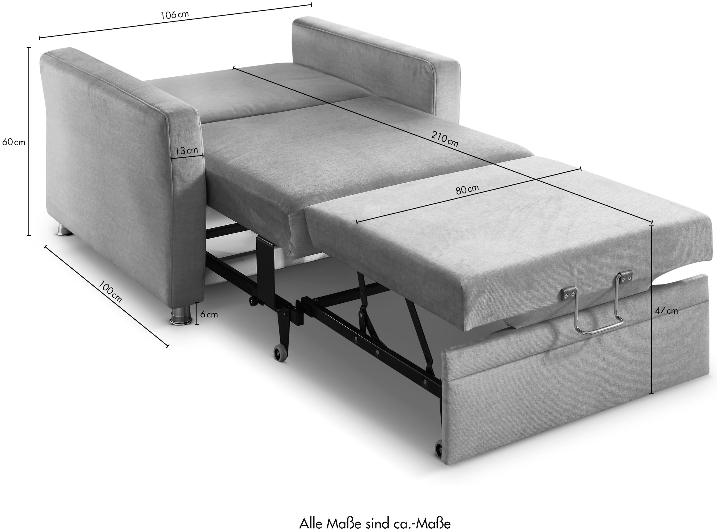 Die PlanBar Schlafsofa »MP-PD19021«, mit Längsschläferfunktion 80x210 cm