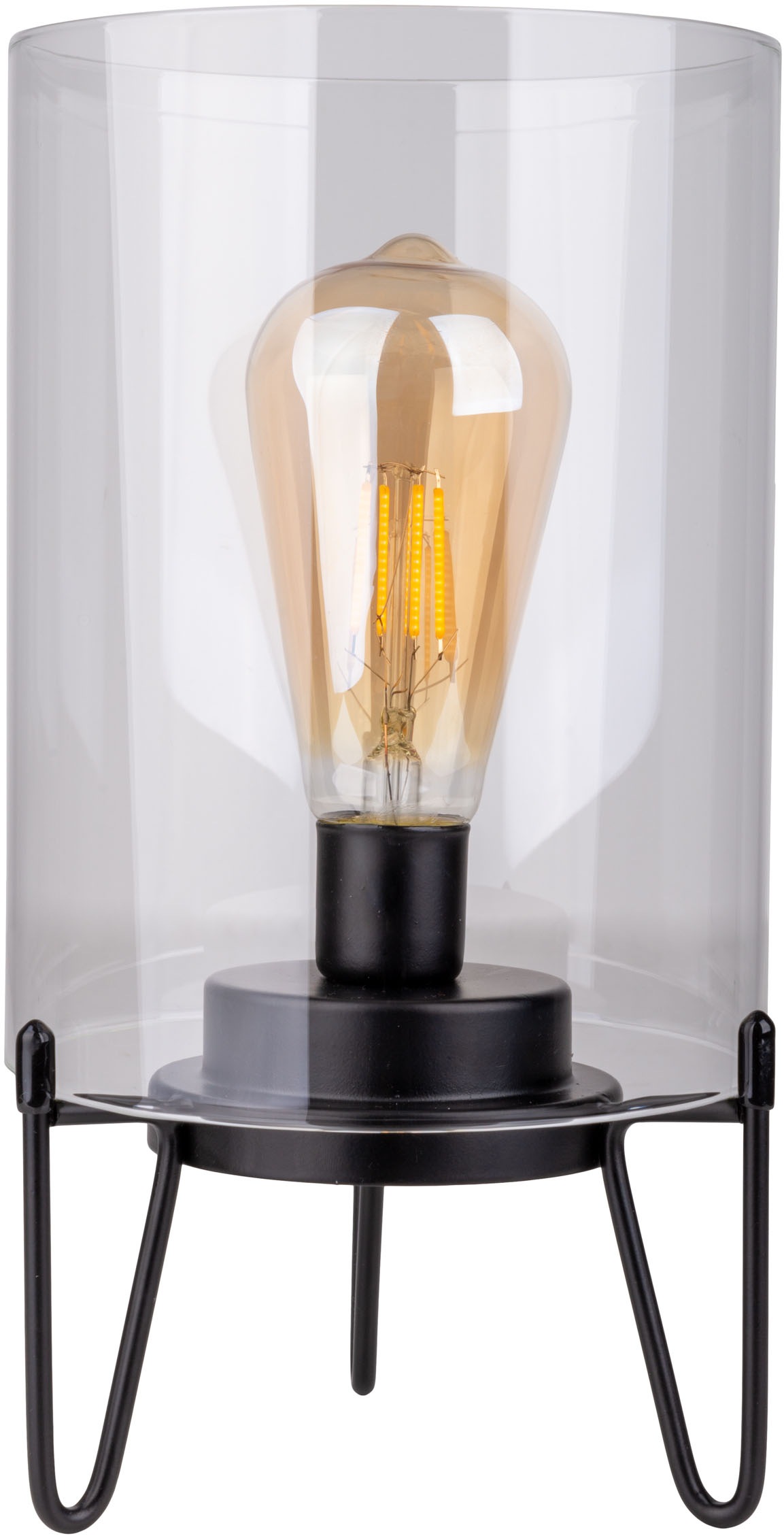 näve LED Außen-Tischleuchte »Lonna« LED-Modul 1 Stk. Warmweiß Glasschirm klar, batteriebetrieben, Timer, Gestell schwarz, H: 28,5cm