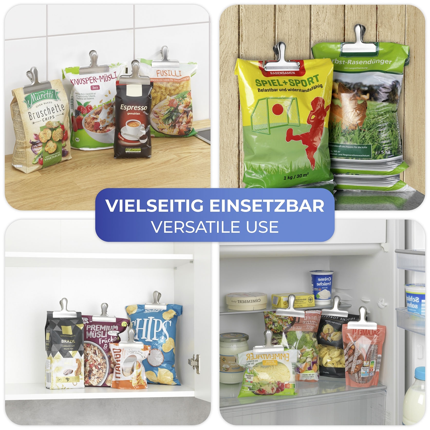 Maximex Verschlussklammer »Edelstahl«, (Set, 10 tlg.), Verschlussclips für Lebensmittelverpackungen, verschließen aromafrisch