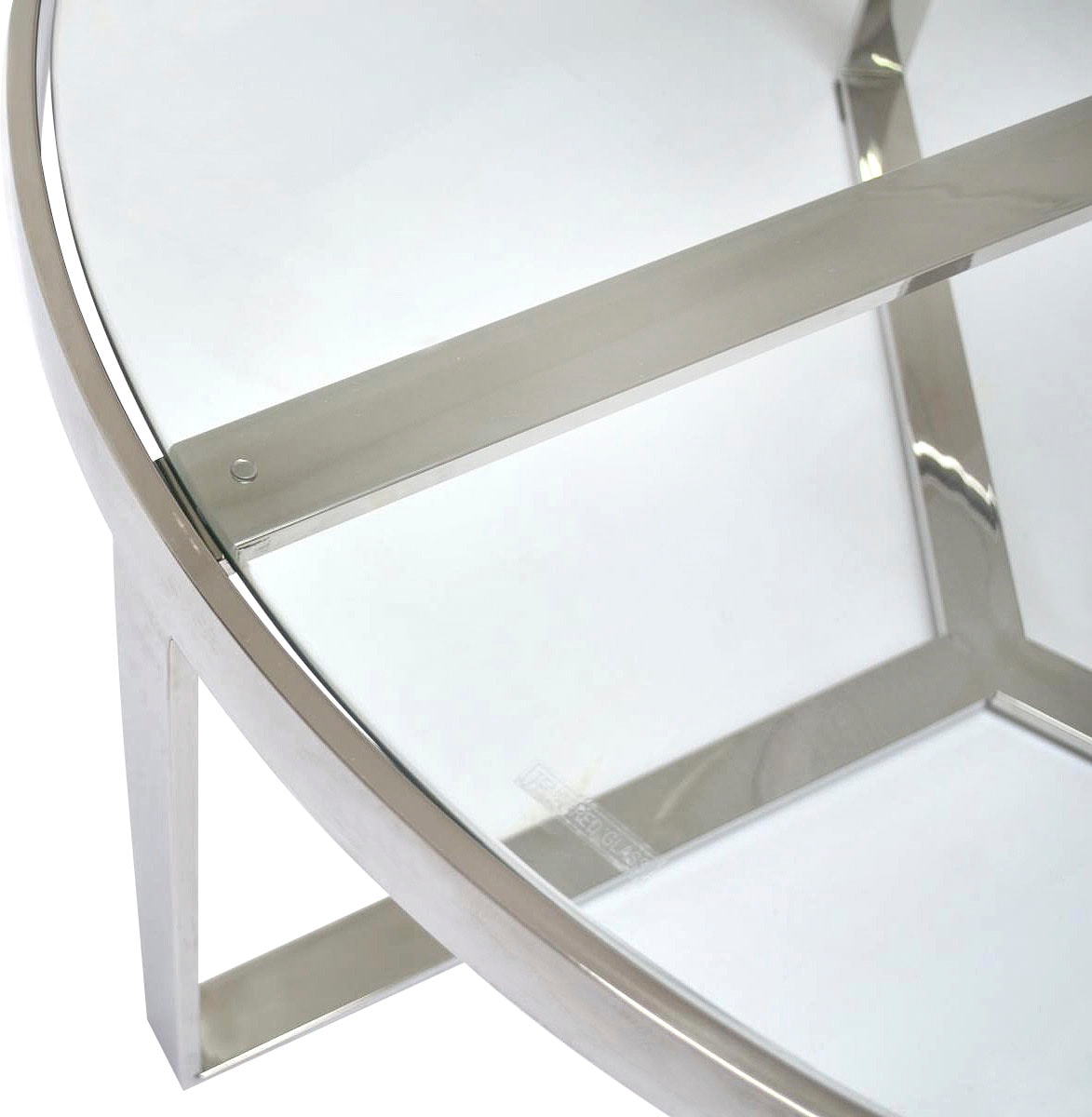 Leonique Couchtisch »Palmer«, Runder Couchtisch, Silber, Chrom, Glasplatte, Gestell, 90x90x40
