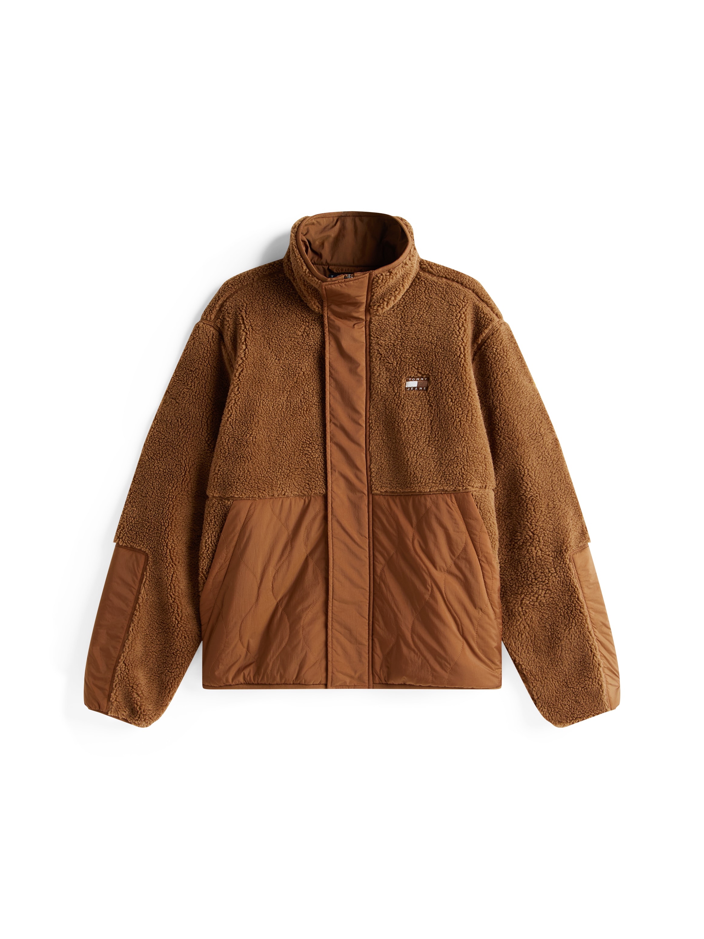 Tommy Jeans Steppjacke »TJM ESSENTL MIX TEDDY«, Daunenjacke, Übergangsjacke relaxed fit, mit Teddy Fleece, Stehkragen