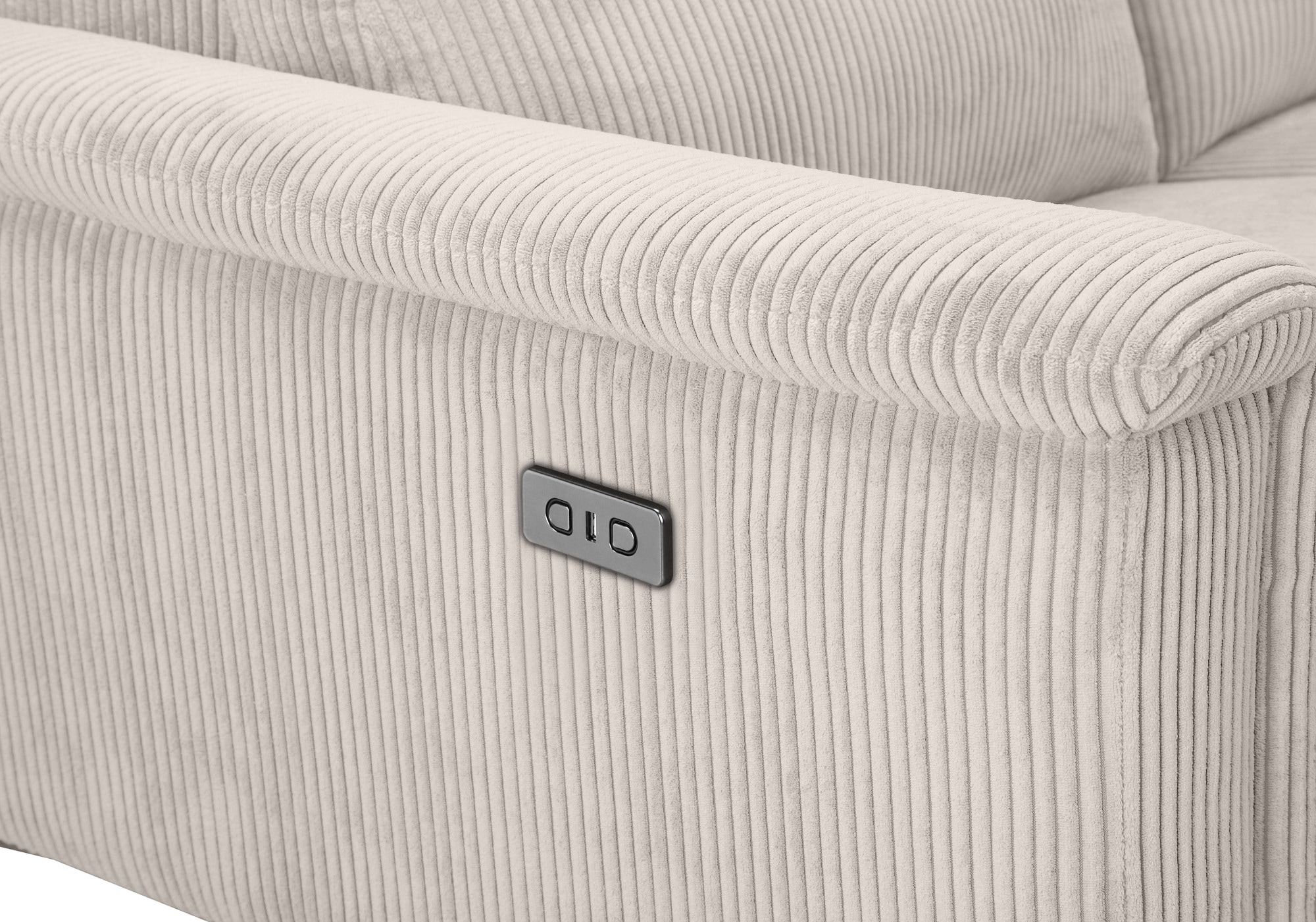 Home affaire Ecksofa »Lund in Cord, L-Form, 261 cm, manuelle und elektr. Relaxfunktion,«, USB-C und Kopfteilverstellung