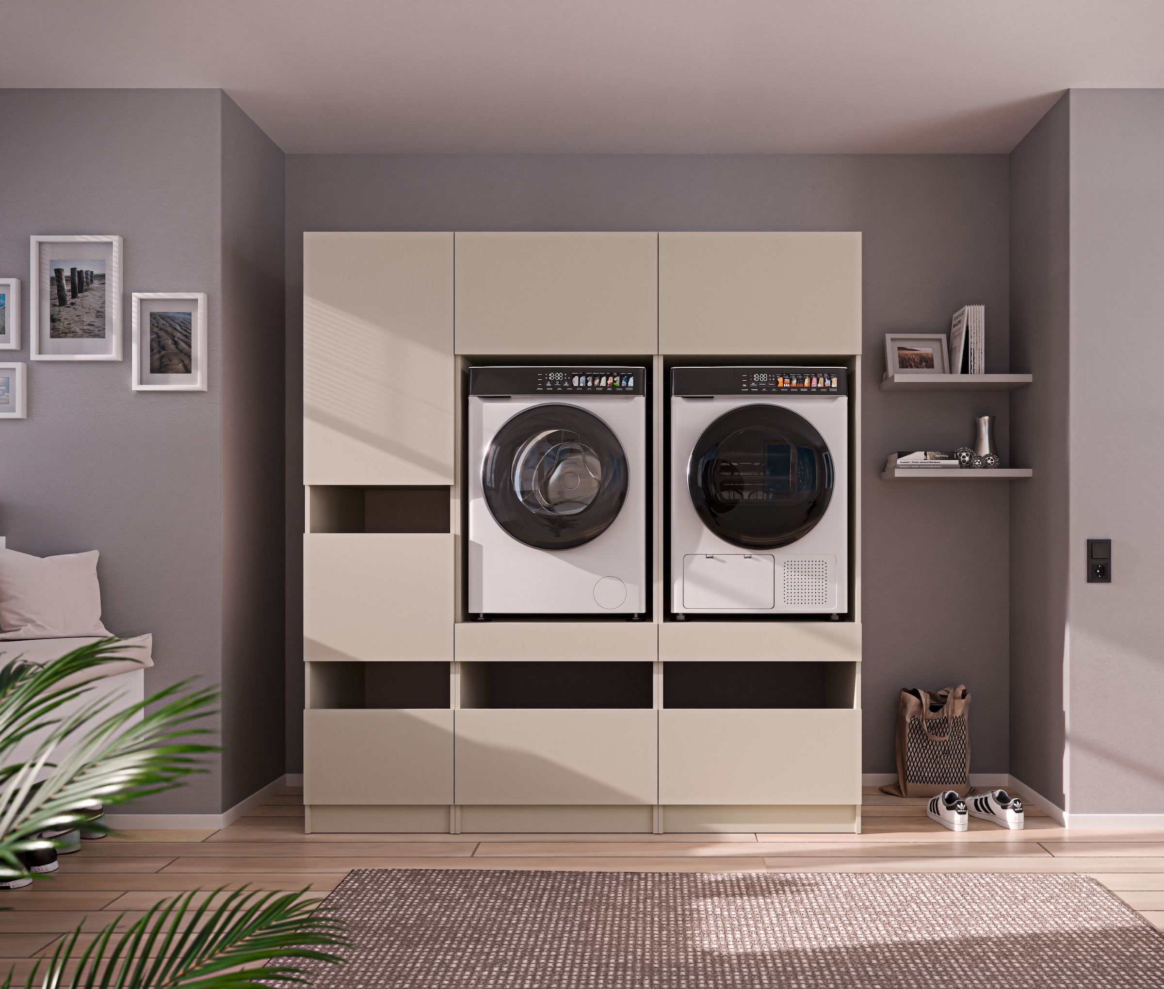 BASIC by Balculina Mehrzweckschrank-Set »Washhome B/T/H 186x68x200 cm« 3 Stk. tlg.
