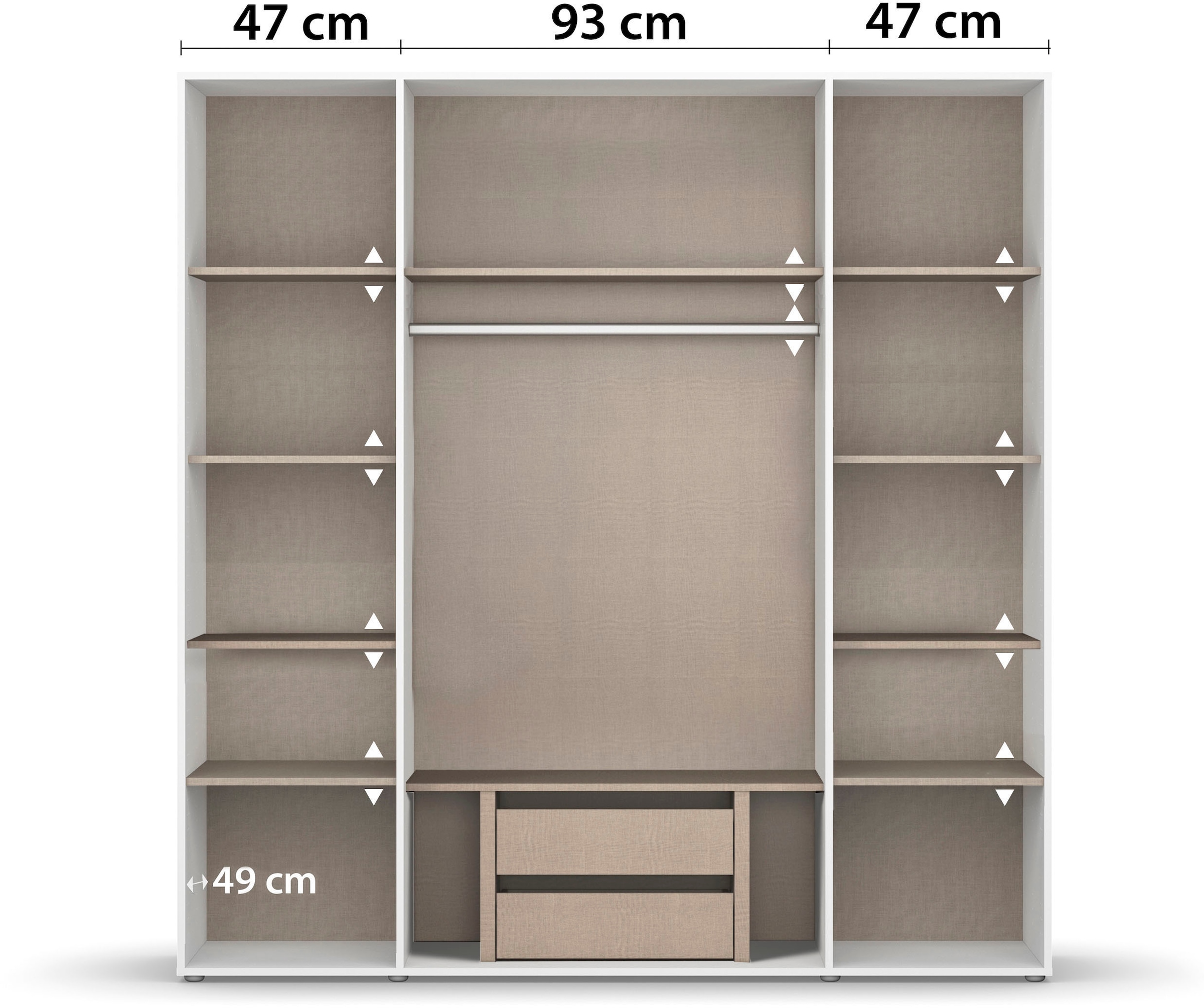 rauch Drehtürenschrank »Kleiderschrank Schrank Garderobe Wäscheschrank VOYAGER« in 3 verschiedenen Ausstattungen BASIC/CLASSIC/PREMIUM,  mit modernen Griffen in Graumetallic und Spiegel