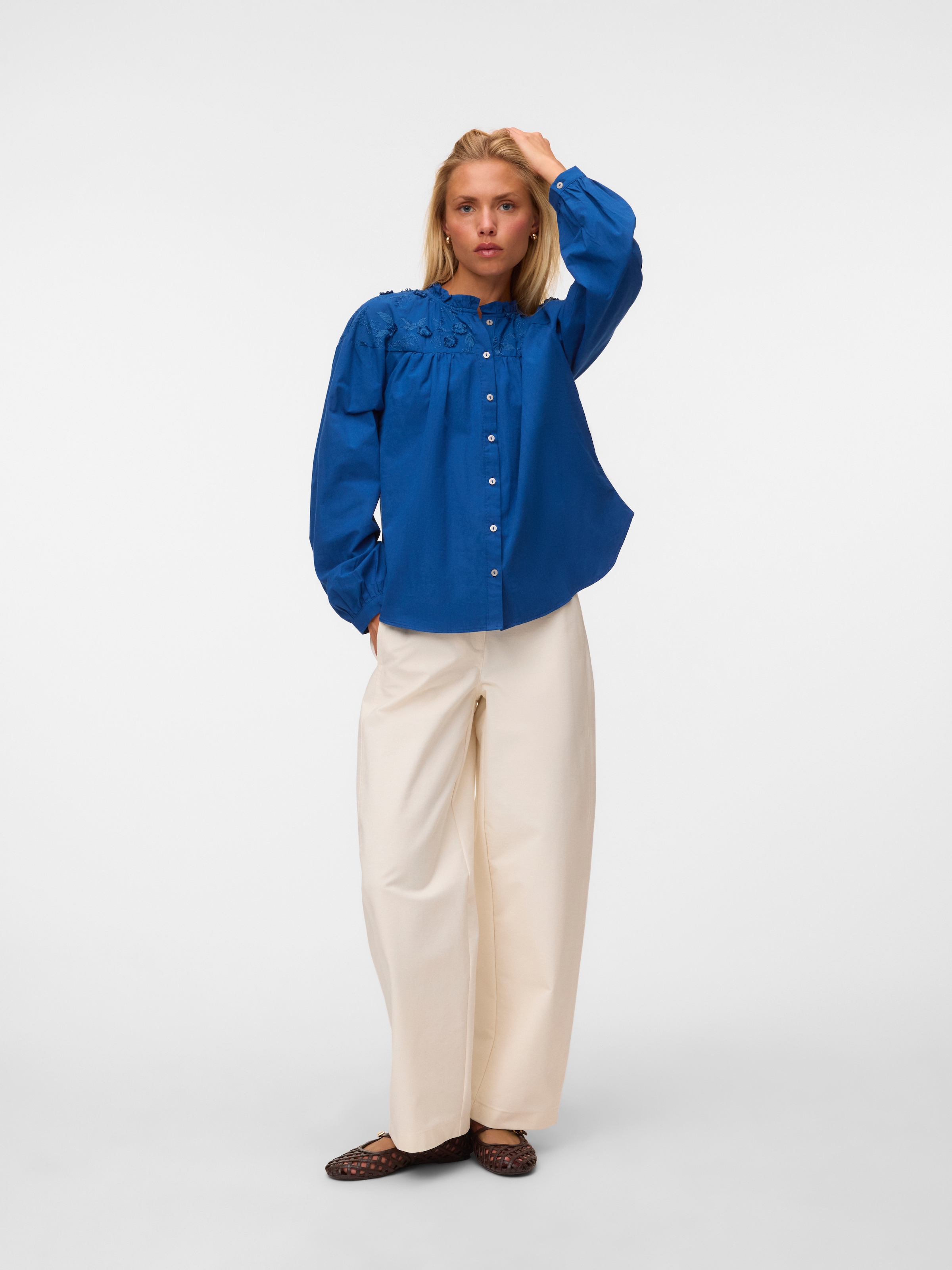 Vero Moda Langarmbluse »VMTUESDAY L/S DETAIL TOP WVN« Baumwolle