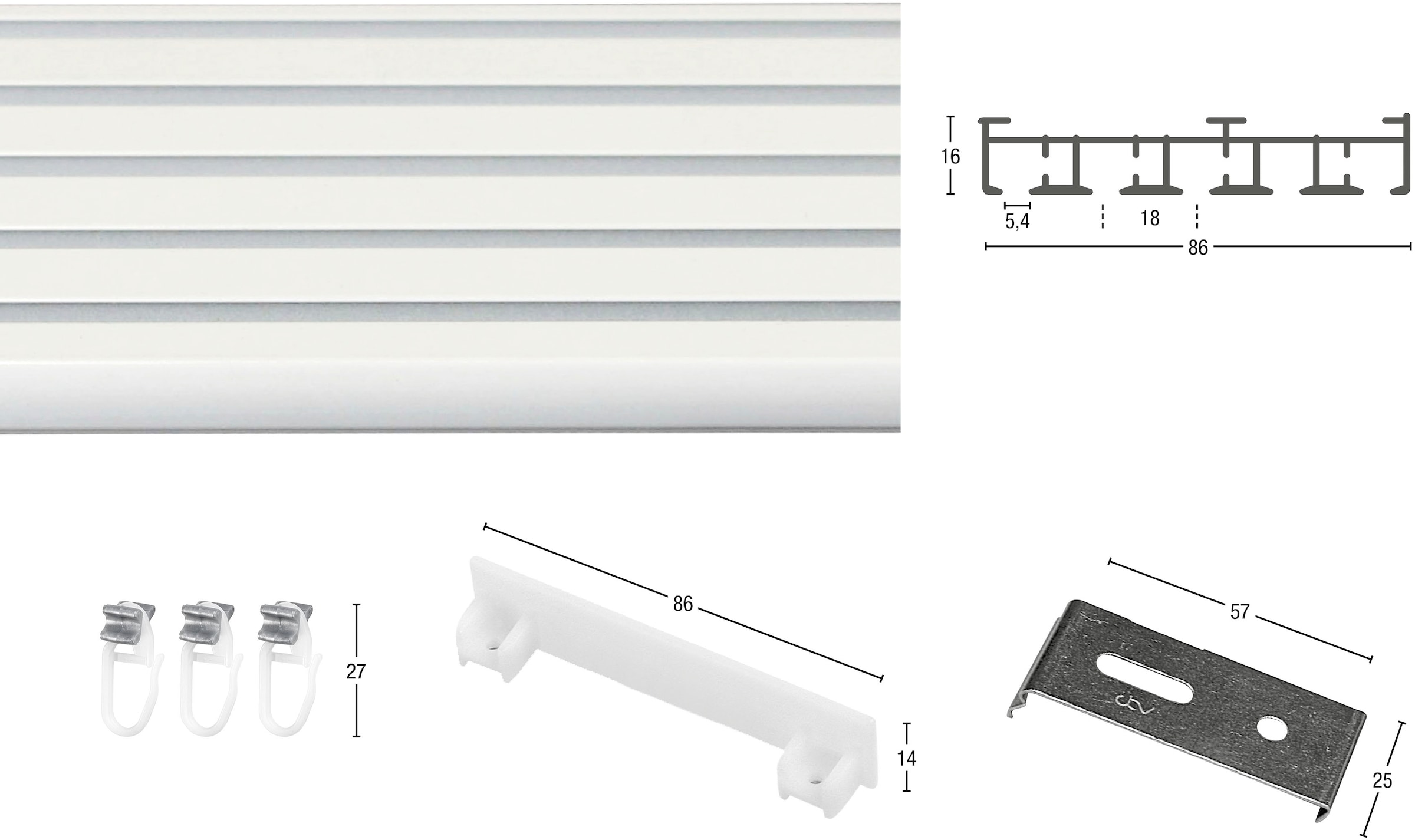 GARESA Gardinenschiene »Flächenvorhangschiene für Deckenmontage Vorhänge, SMART«, 5 bei läufig-läufig, OTTO für Paneele, Wunschmaßlänge, verlängerbar, online