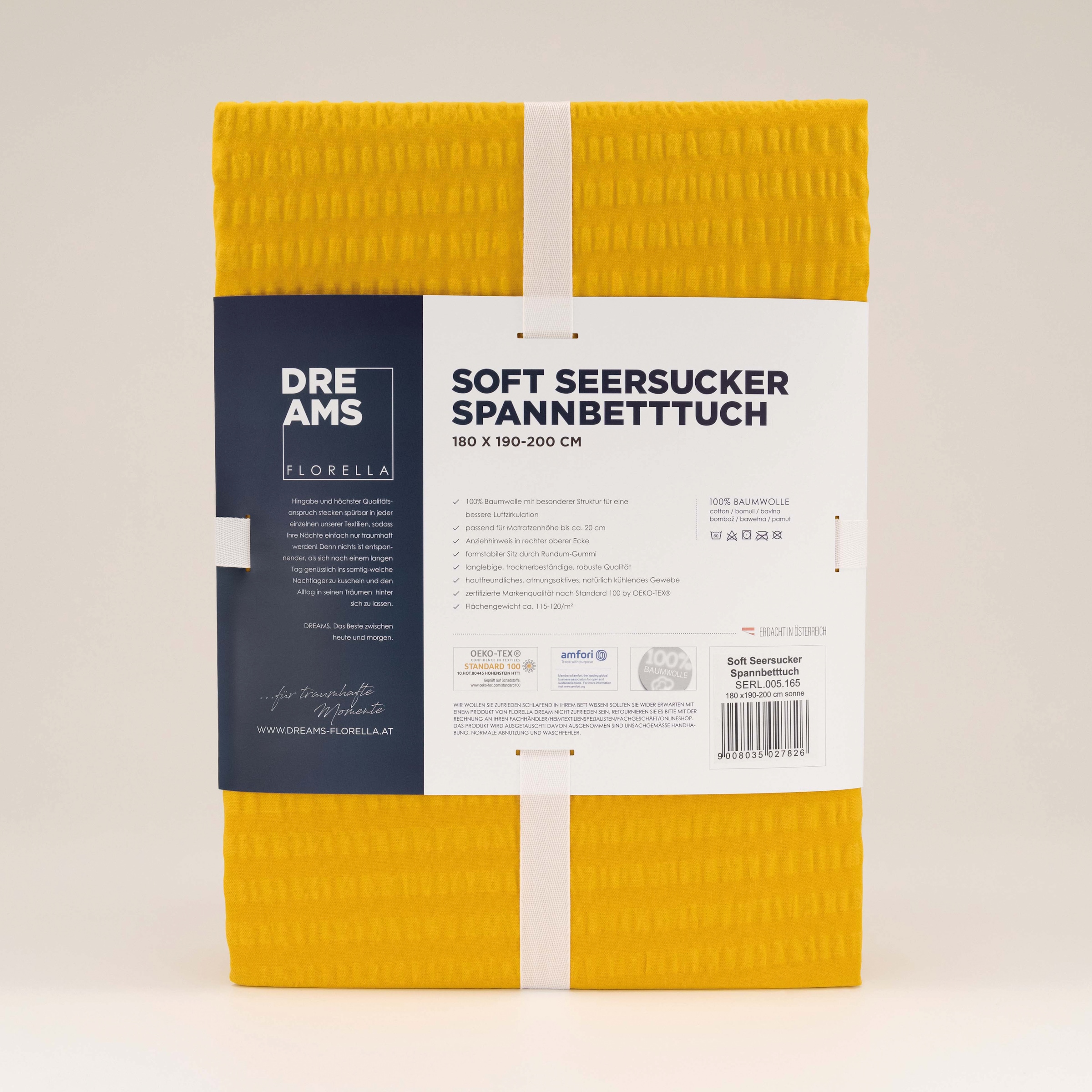 Florella Spannbettlaken »Soft Seersucker in gelb, Größe 100x190-200 20