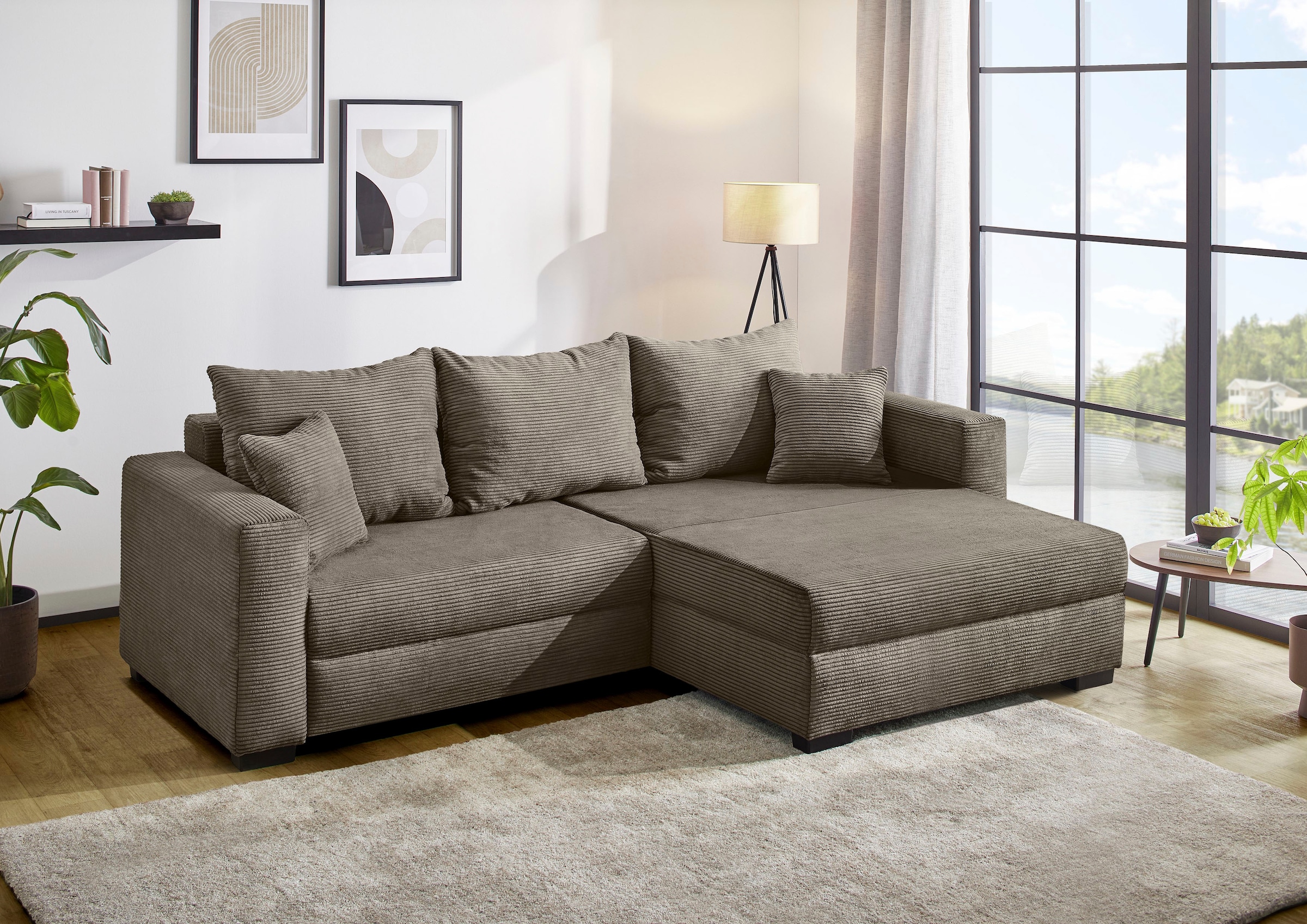 Jockenhöfer Gruppe Ecksofa »Saalbach, L-Form, Breite 261cm«, inkl. Bettfunktion & Bettkasten, Ottomane links/rechts montierbar