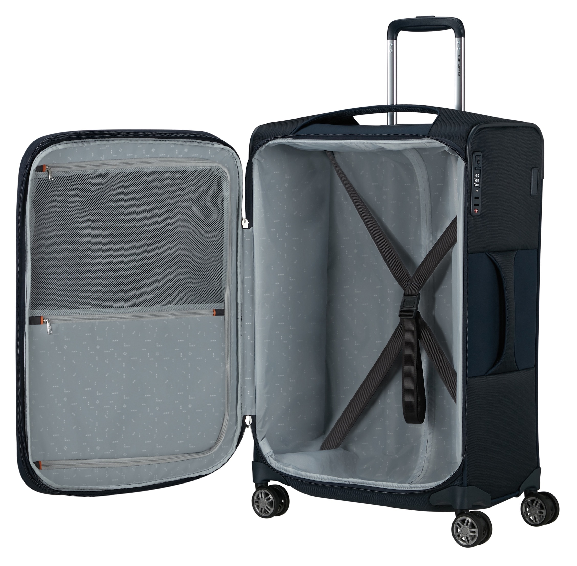 Samsonite Weichgepäck-Trolley »RE-LITE, verschiedene Größen und Farben«, (Set, 2 St., mit 2 Packwürfeln), 4 Rollen, Reisekoffer TSA-Schloss Stickerbogen Volumenerweiterung Laptopfach
