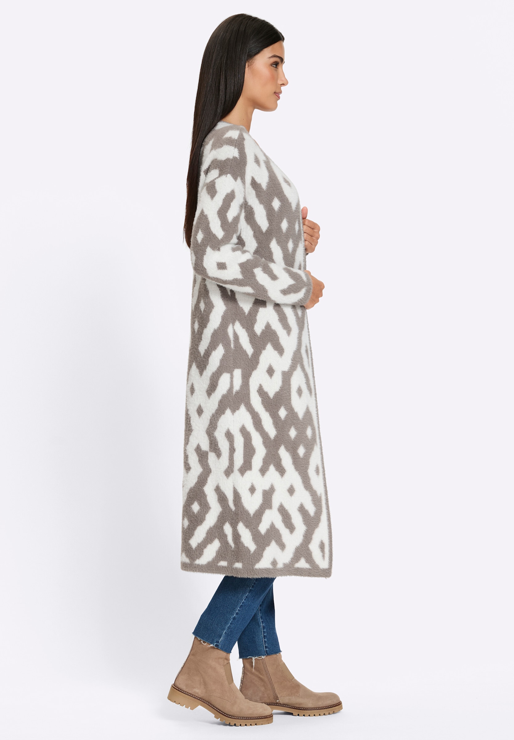 heine Strickjacke »Strickmantel Strickmantel mit Grafik-Dessin«