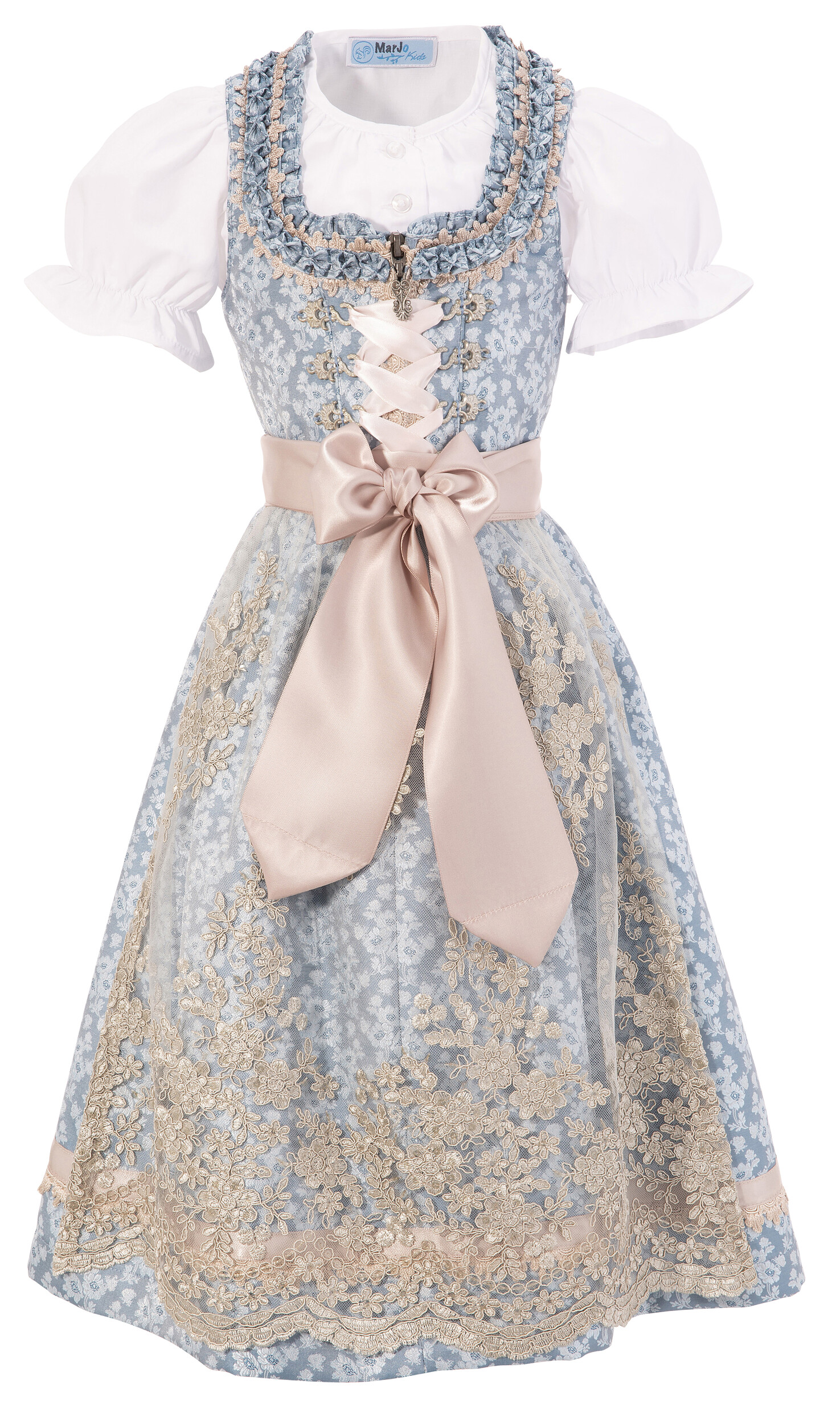 Dirndl, (3 tlg.), Kinder, mit Spitzenschürze