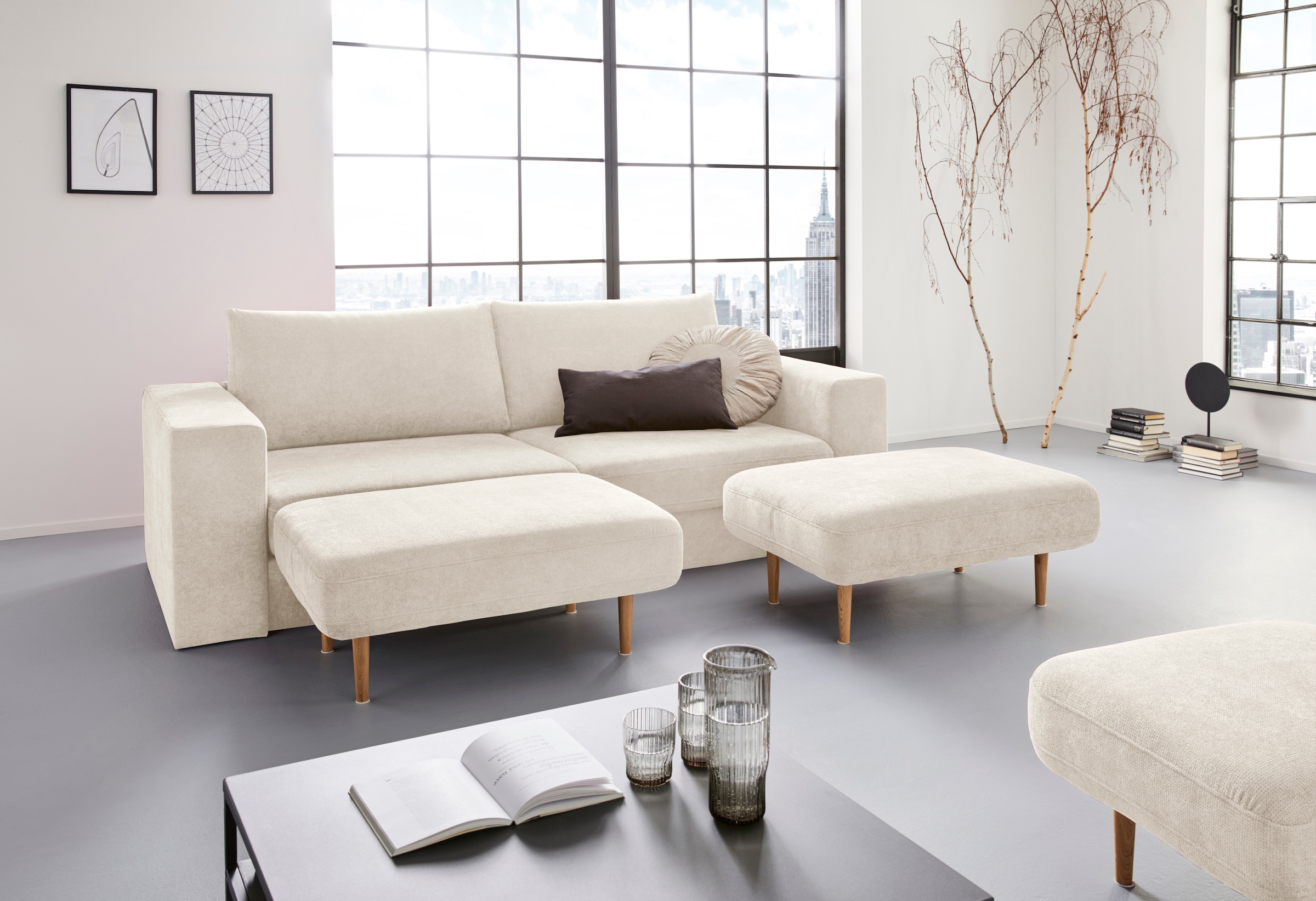 LOOKS by Wolfgang Joop 4-Sitzer »Looksv«, Verwandlungssofa: aus Sofa wird Sofa mit 2 Hockern