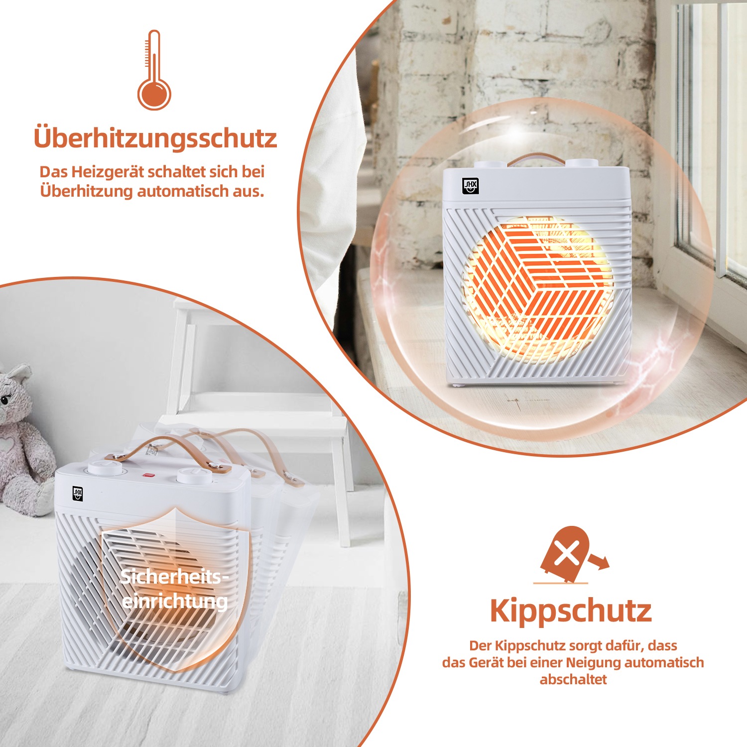 SHX Heizlüfter, 2000 W, Ledergriff, einfache Bedienung